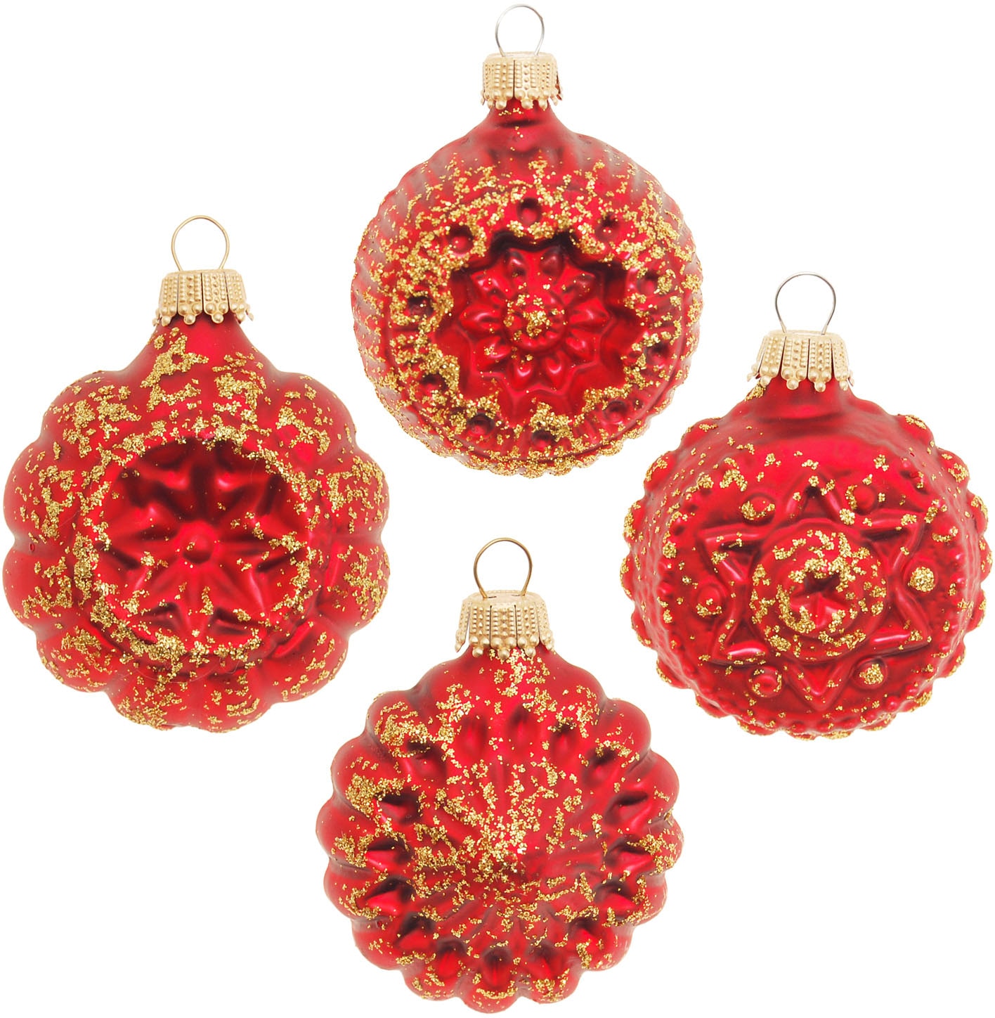 Krebs Glas Lauscha Décorations pour l'arbre de Noël »Glaskugelformen, Breite ca. 5 cm« décoration de Noël rouge, boules de Noël en verre, boule de sapin