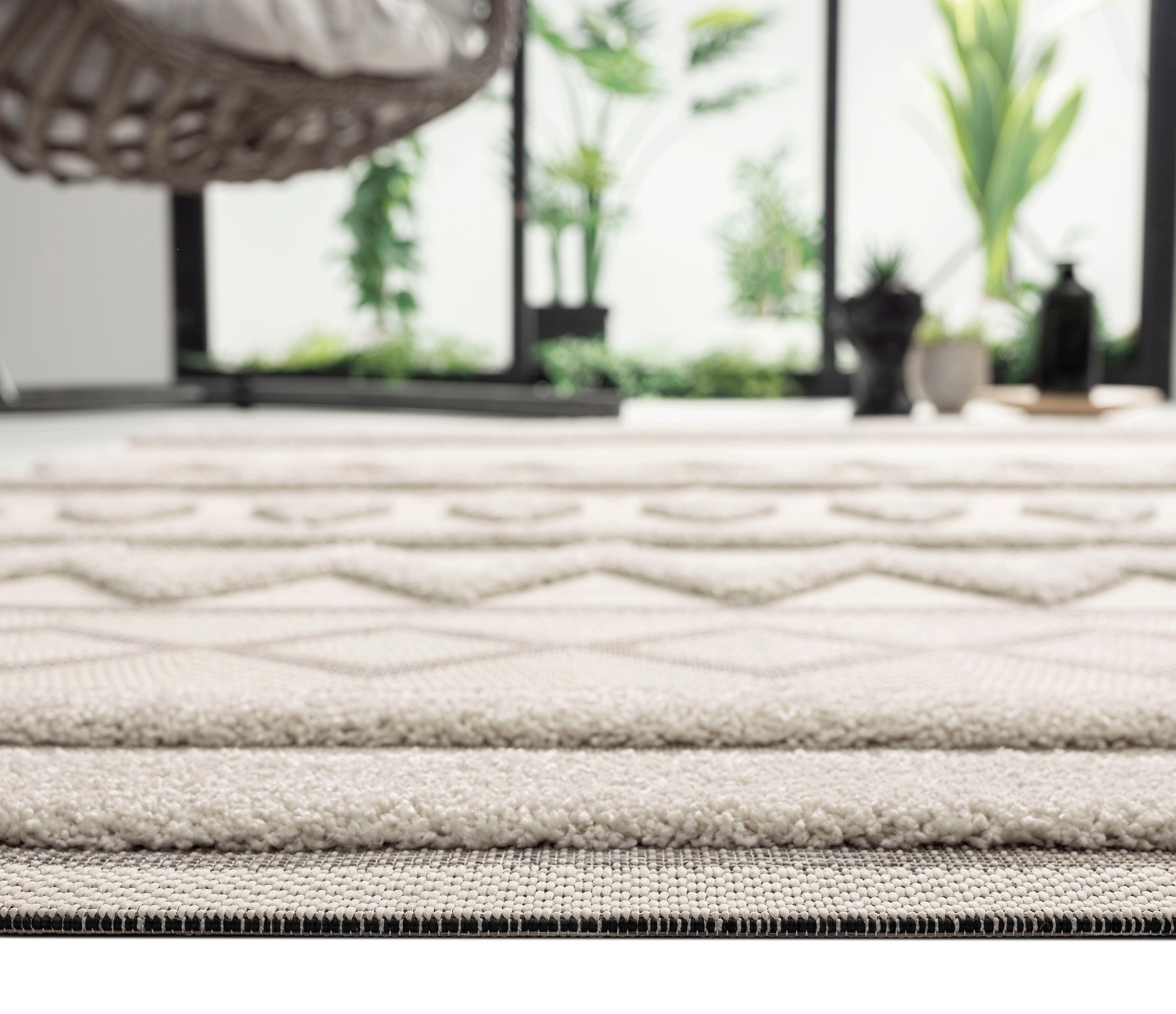 merinos Teppich »Kayra 54064« rechteckig 20 mm Höhe Hoch Tief Struktur, Boho Style, Scandic, In- Outdoor geeignet