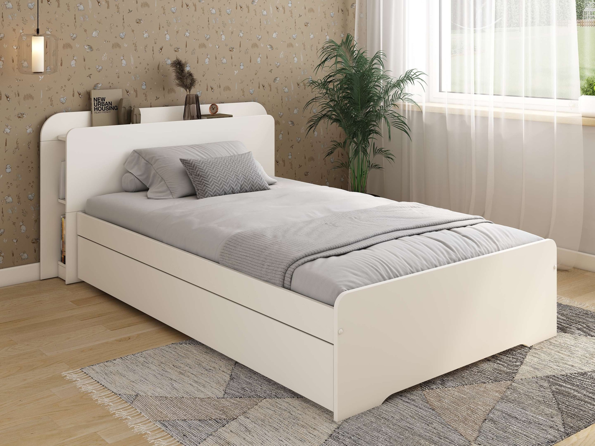 GOODproduct Lit »Ismund, Stauraum im Kofteil, Stauraumbett« inklusive Lattenrost, teilmassiv, Bettkasten optional