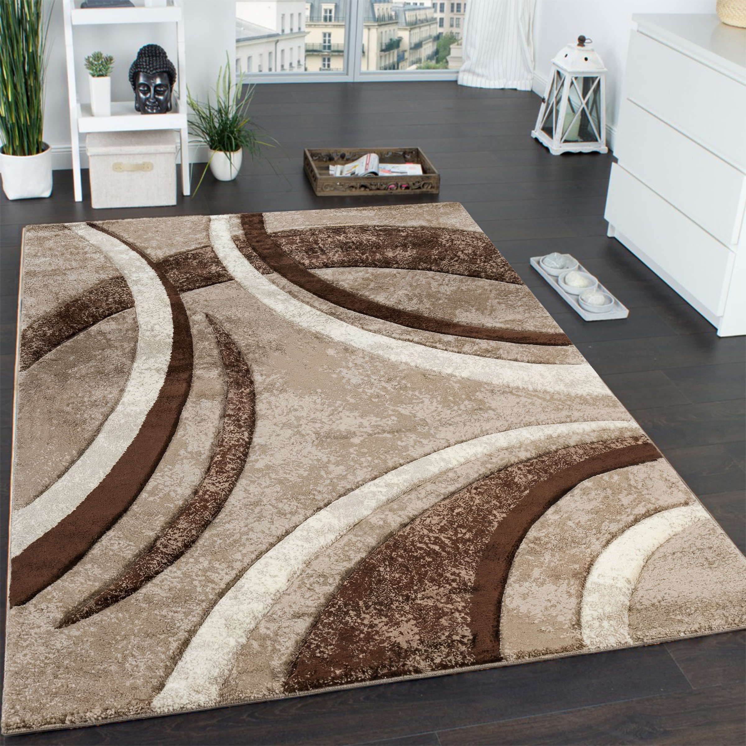 Paco Home Tapis »Brillance 758« Rectangulaire 14 mm Höhe Kurzflor, modernes geometrisches Design, auch als Läufer