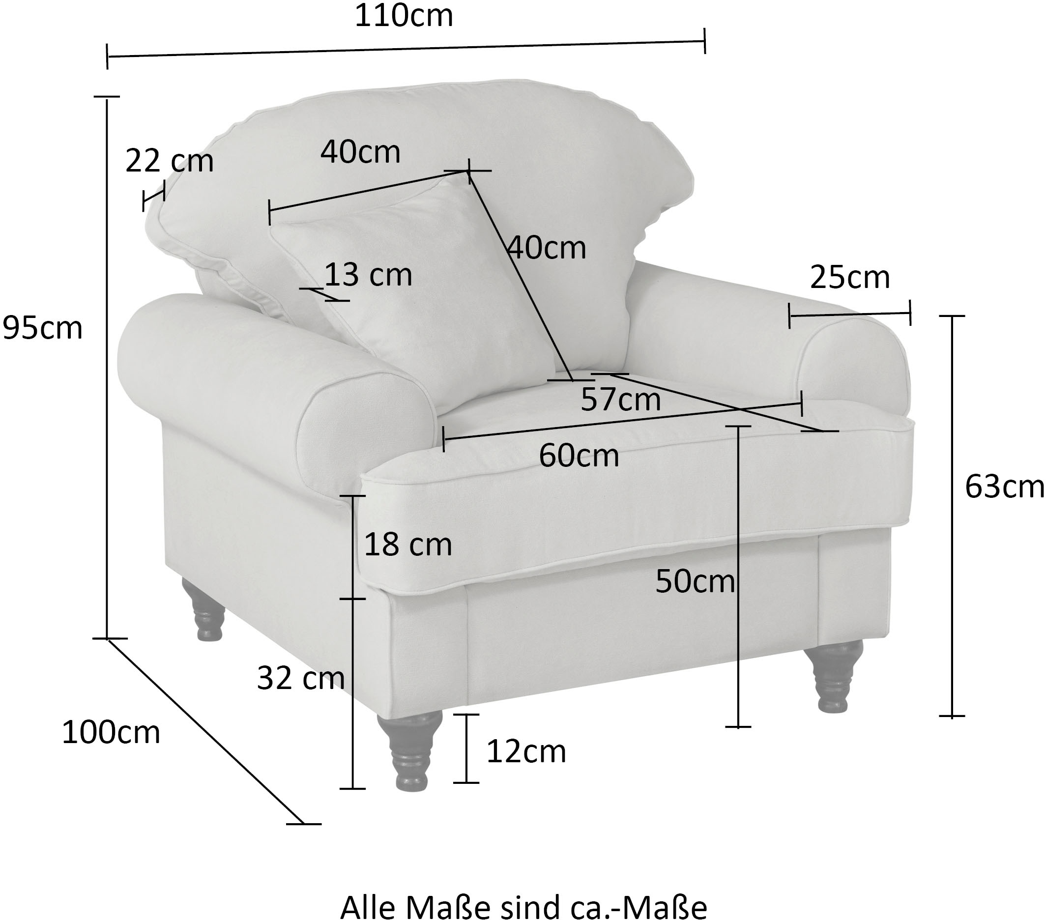 Home affaire Fauteuil »WESTMINSTER« mit Federkern-Polsterung