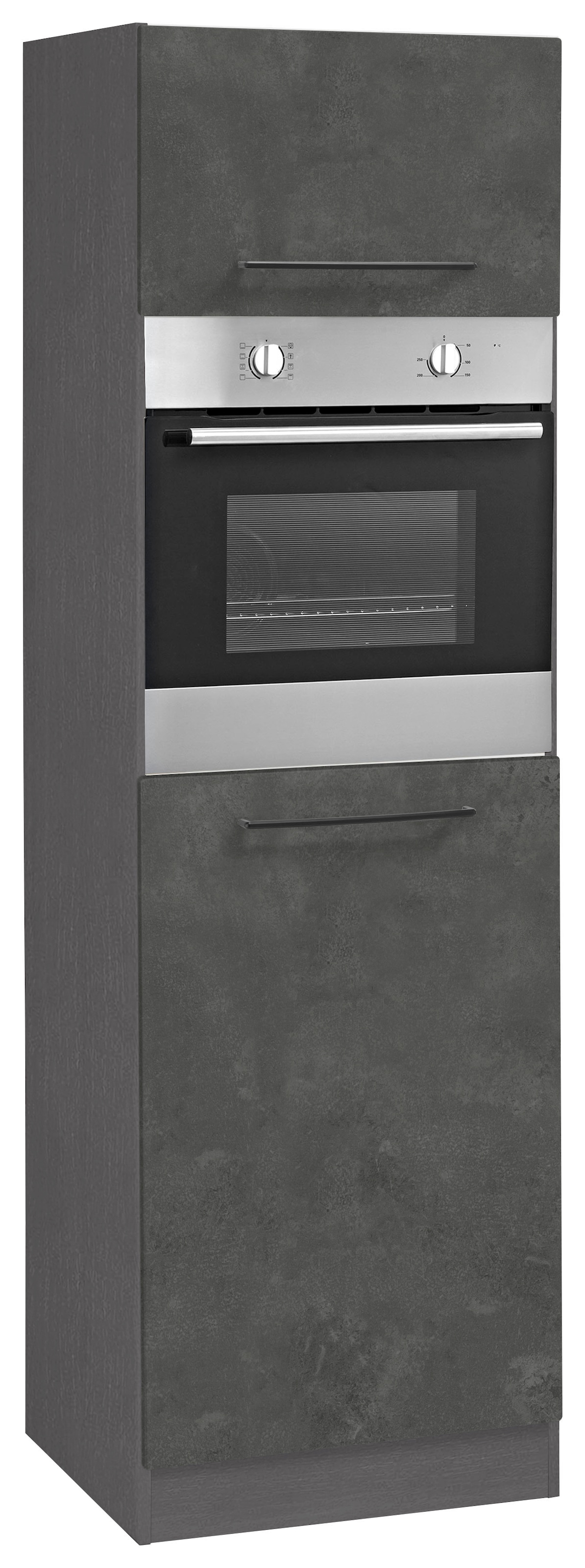 KOCHSTATION Armoire d'encastrement pour four »KS-Tulsa« 60 cm de large, 200 cm de haut, pour four encastrable, poignées métal noires