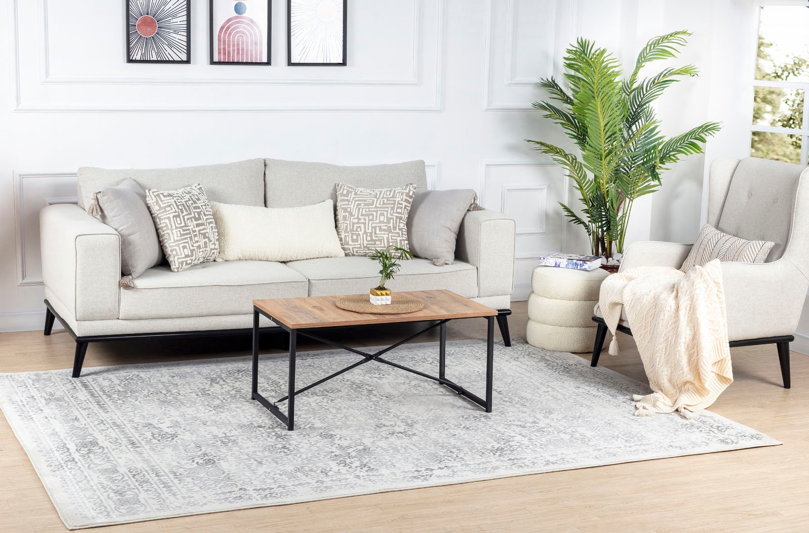 Livabliss Tapis »OTTAWA« Rectangulaire 9 mm Höhe Vintage Orientteppich, Kurzflor Boho Wohnzimmerteppich, Läufer