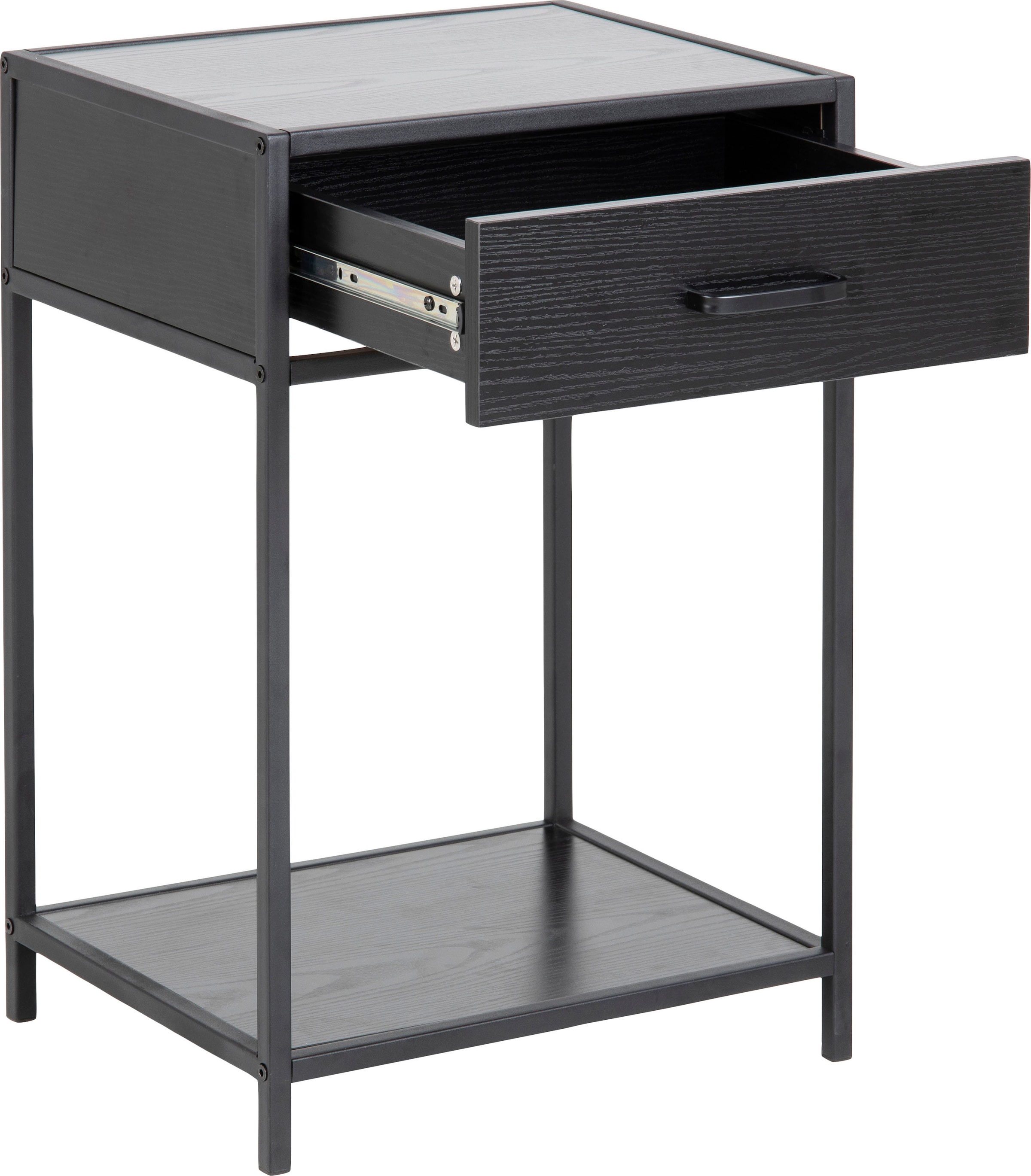 ACTONA GROUP Nachttisch Metallgestell, Industrie-Look, Schublade und Einlegeboden, H: 63 cm