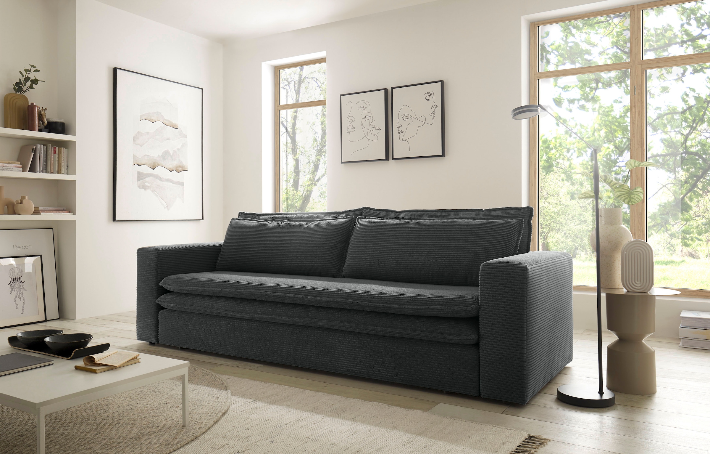 Home affaire 3-places »PIAGGE« Cord-Bezug - mit Bettfunktion und Bettkasten, mit praktischem Topper