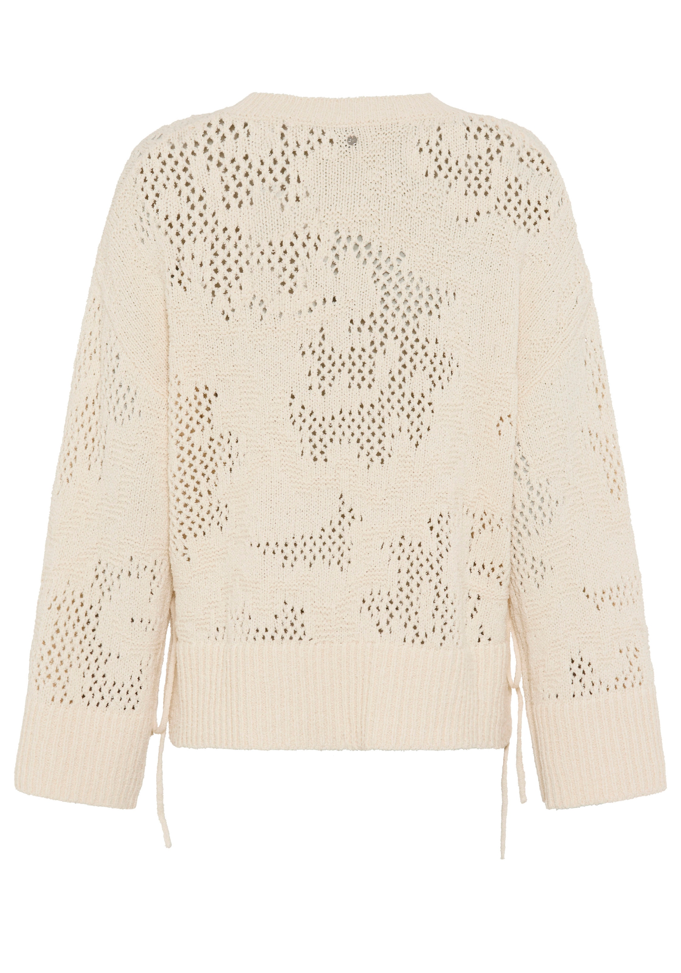 BOSS ORANGE Pull en tricot »Foira Premium Damenmode« mit seitlichen Bindedetails, Lochstrickmuster