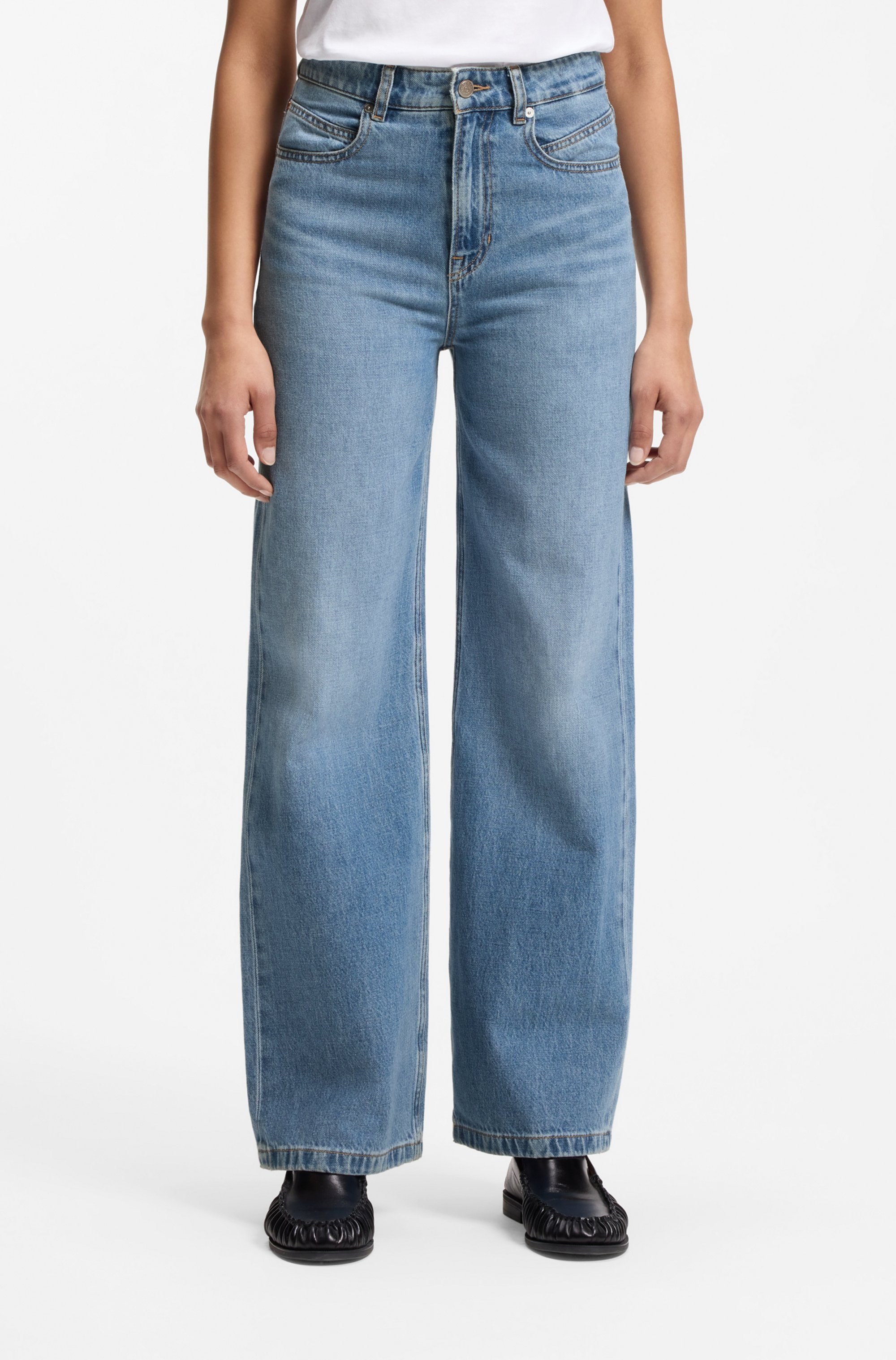BOSS ORANGE Weite Jeans »MARLENE HR 12.0 Premium Damenmode« mit hohem Bund, Wide Leg