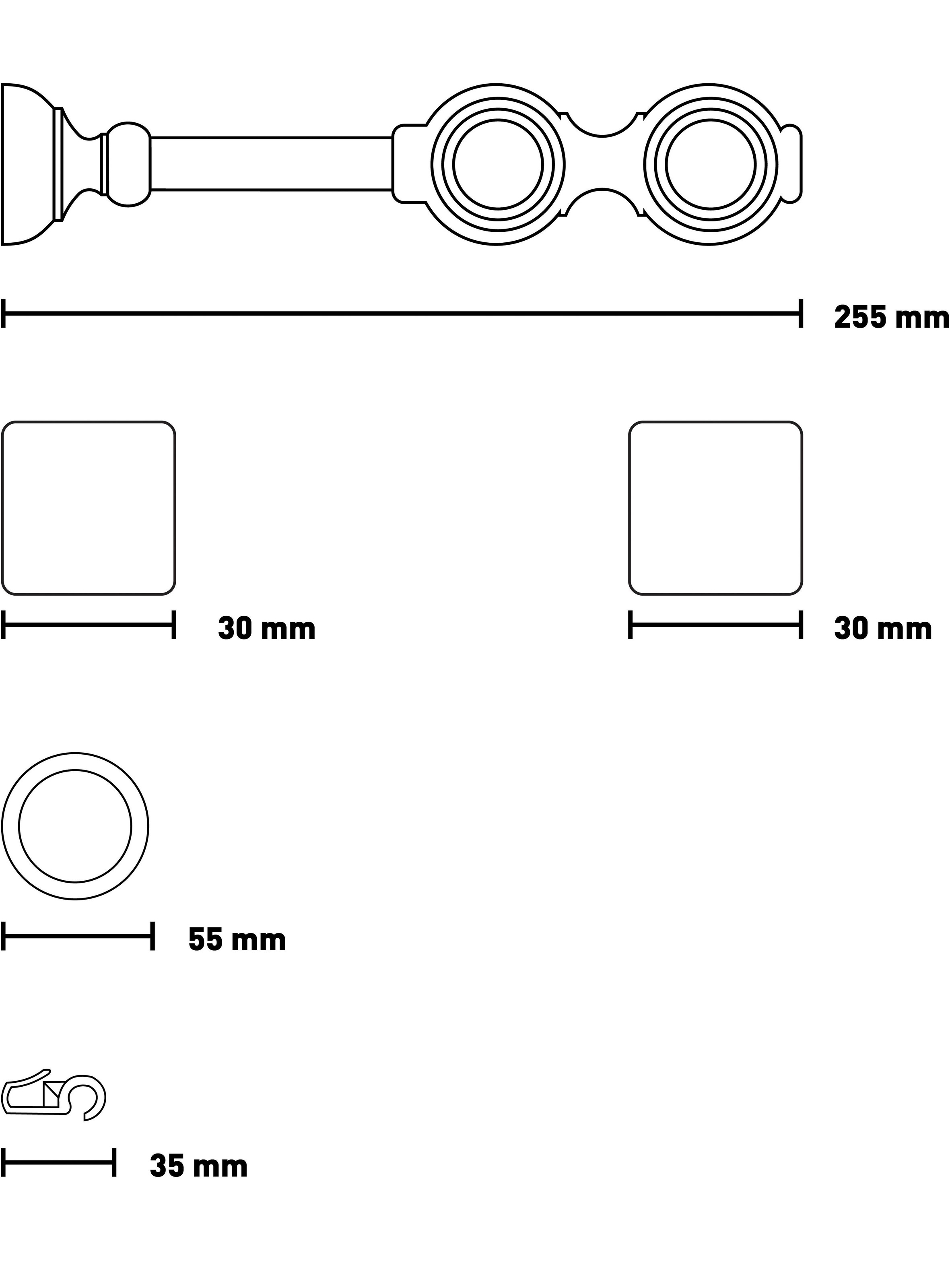 SN DECO GROUP Tringle à rideaux »Cafiro« 2 läufig-läufig Fixmass 28 mm, Holz, verschiedene Längen und Farben, Komplettset