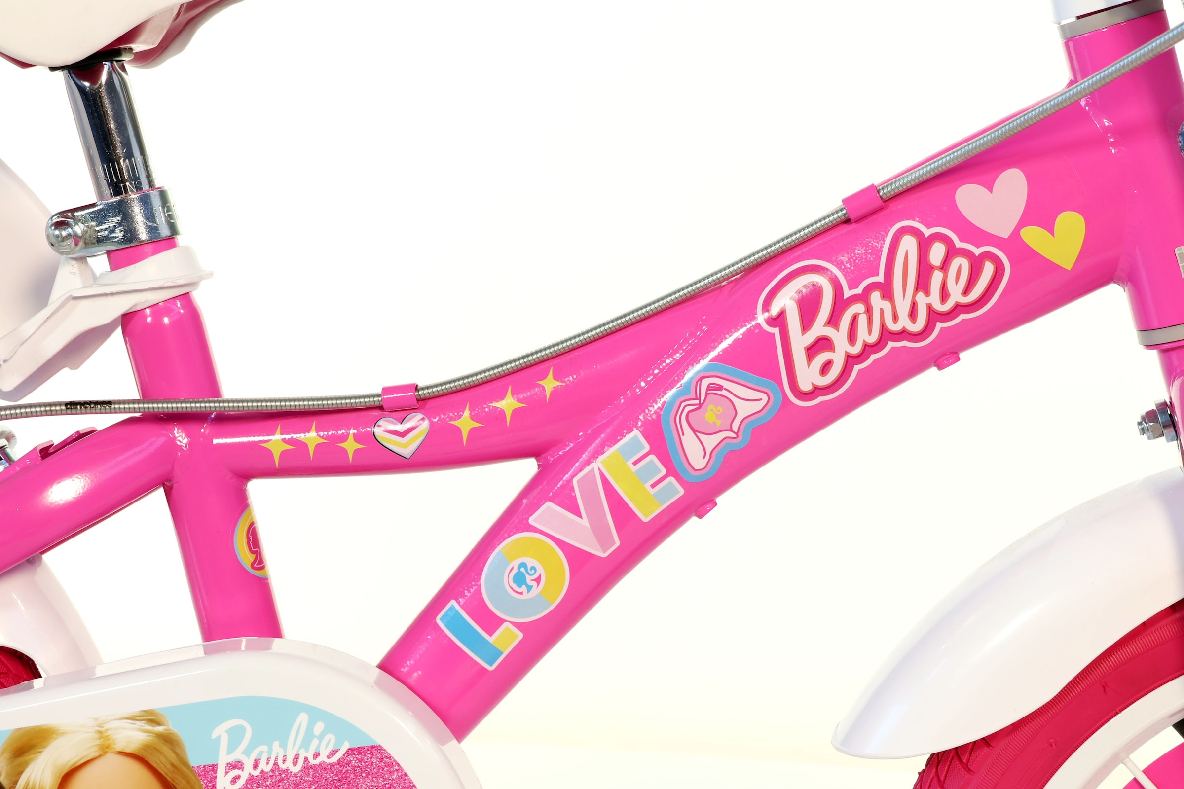 Dino Bikes Vélo pour enfant »Barbie 14" Kinderfahrrad 3-6 Jahre« 1 Gang Sans engrenages