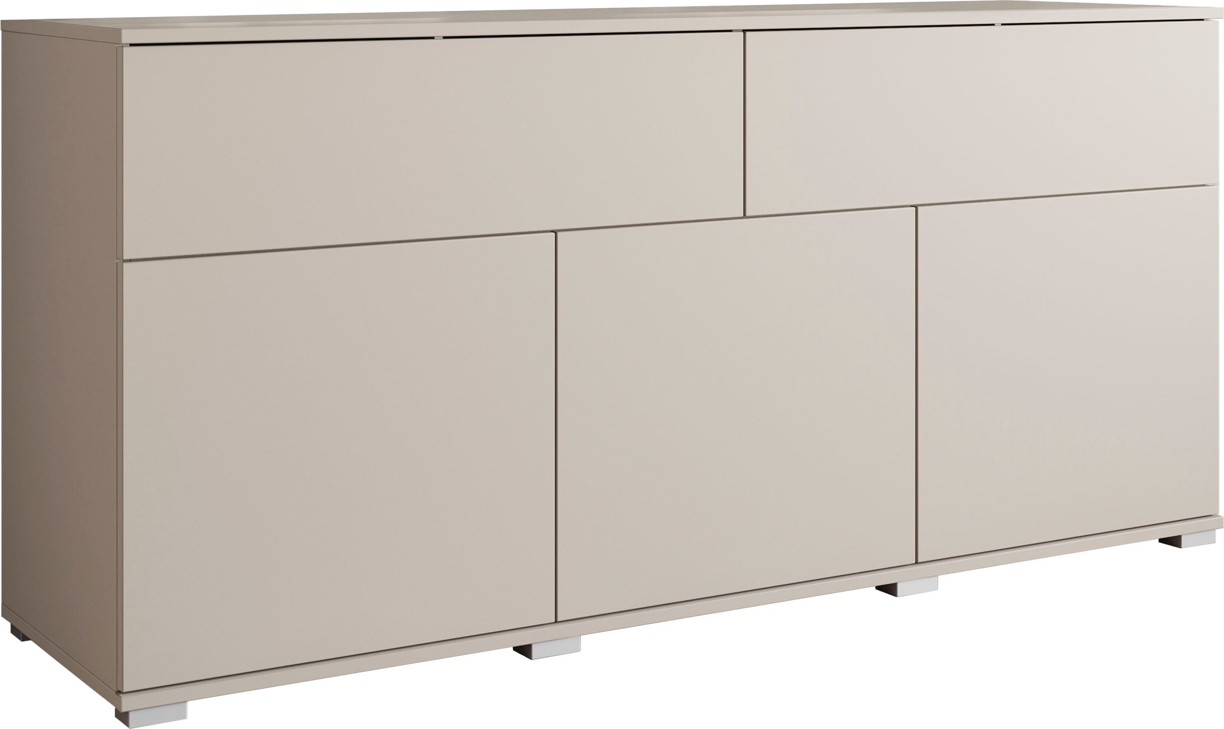 GOODproduct Buffet »Kenia, Kommode mit 3 Türen und 2 Schubladen, 150 cm breit« 1 cuis tlg. Design sans poignées avec push-to-open et étagères réglables