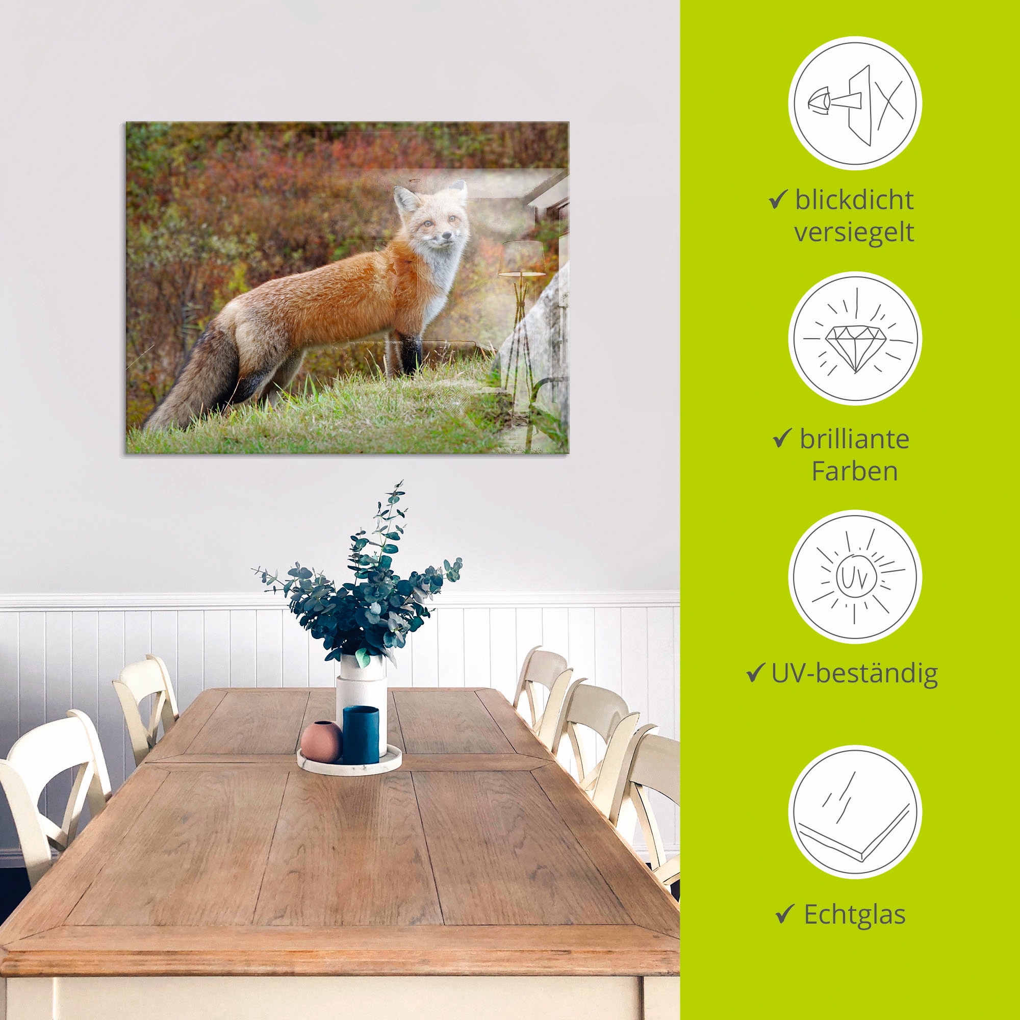 Artland Tableau en verre »Fuchs I« 1 cuis tlg. in verschiedenen Grössen