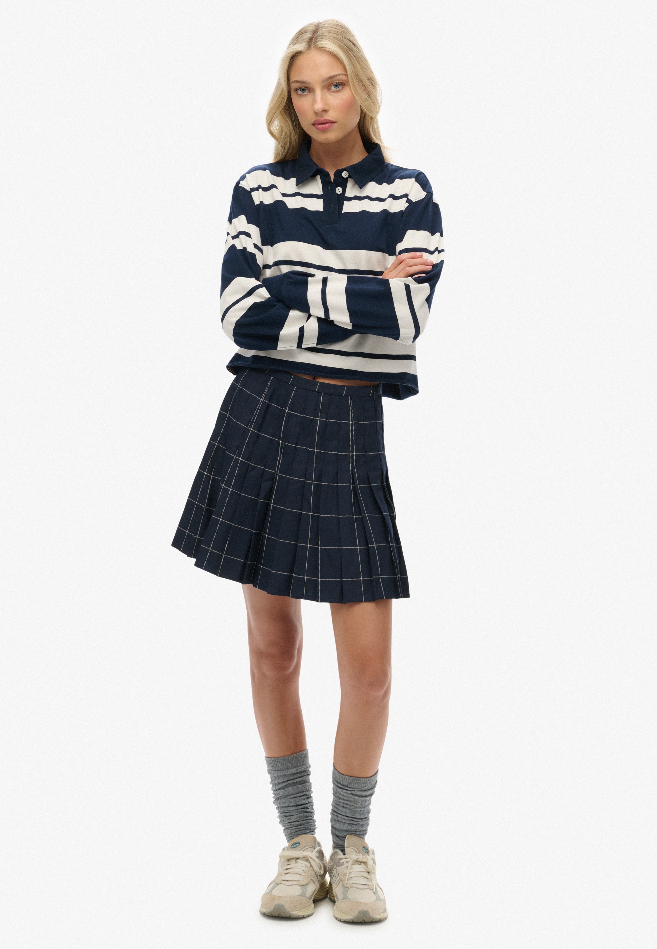 Superdry Polo à manches longues »ATH ESS CROPPED STRIPE RUGBY« Packung, 2