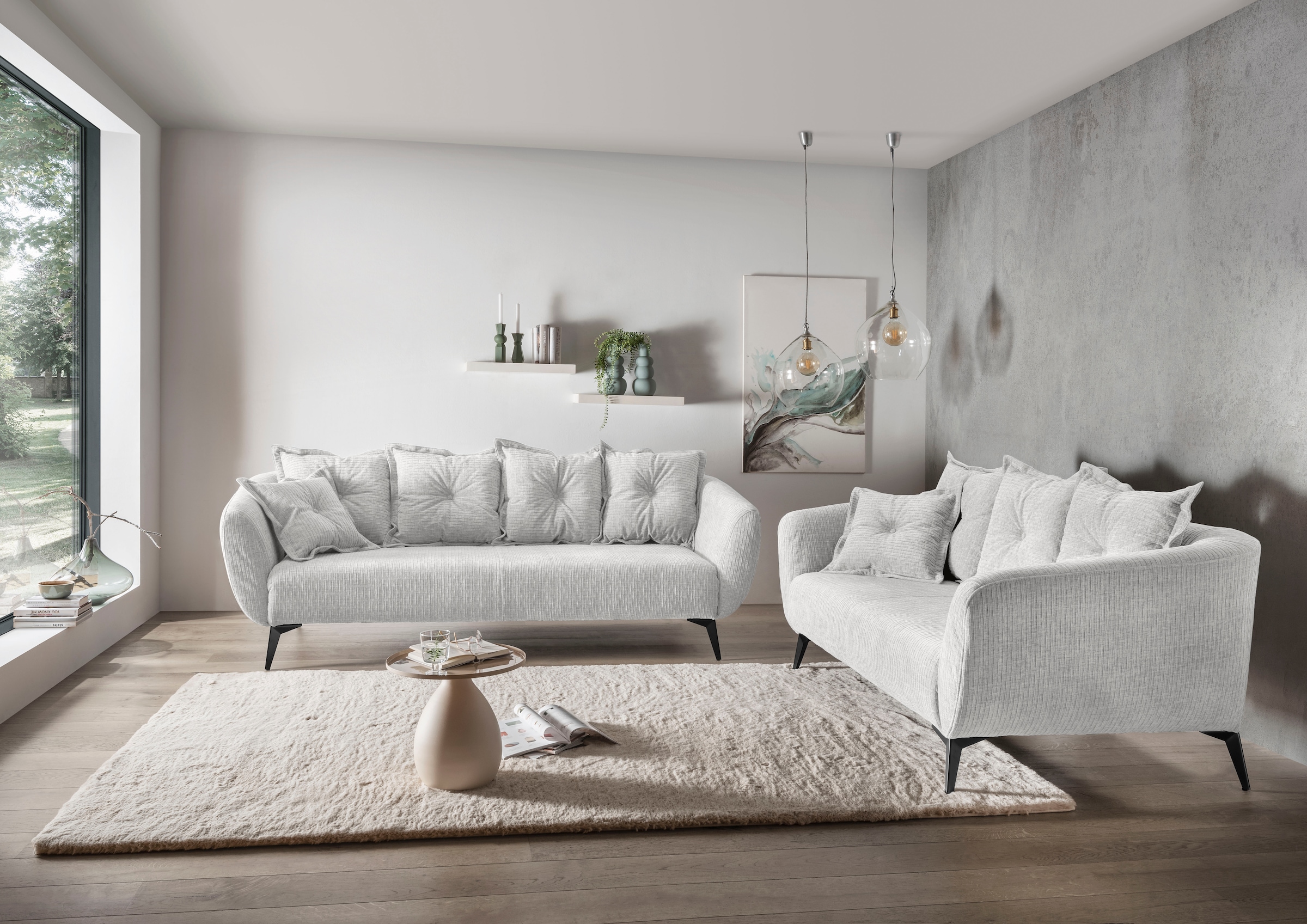 Home affaire 2,5-places »Baggio, Breite 196 cm zeitlos & elegant, bequem« schwarze Metallfüsse