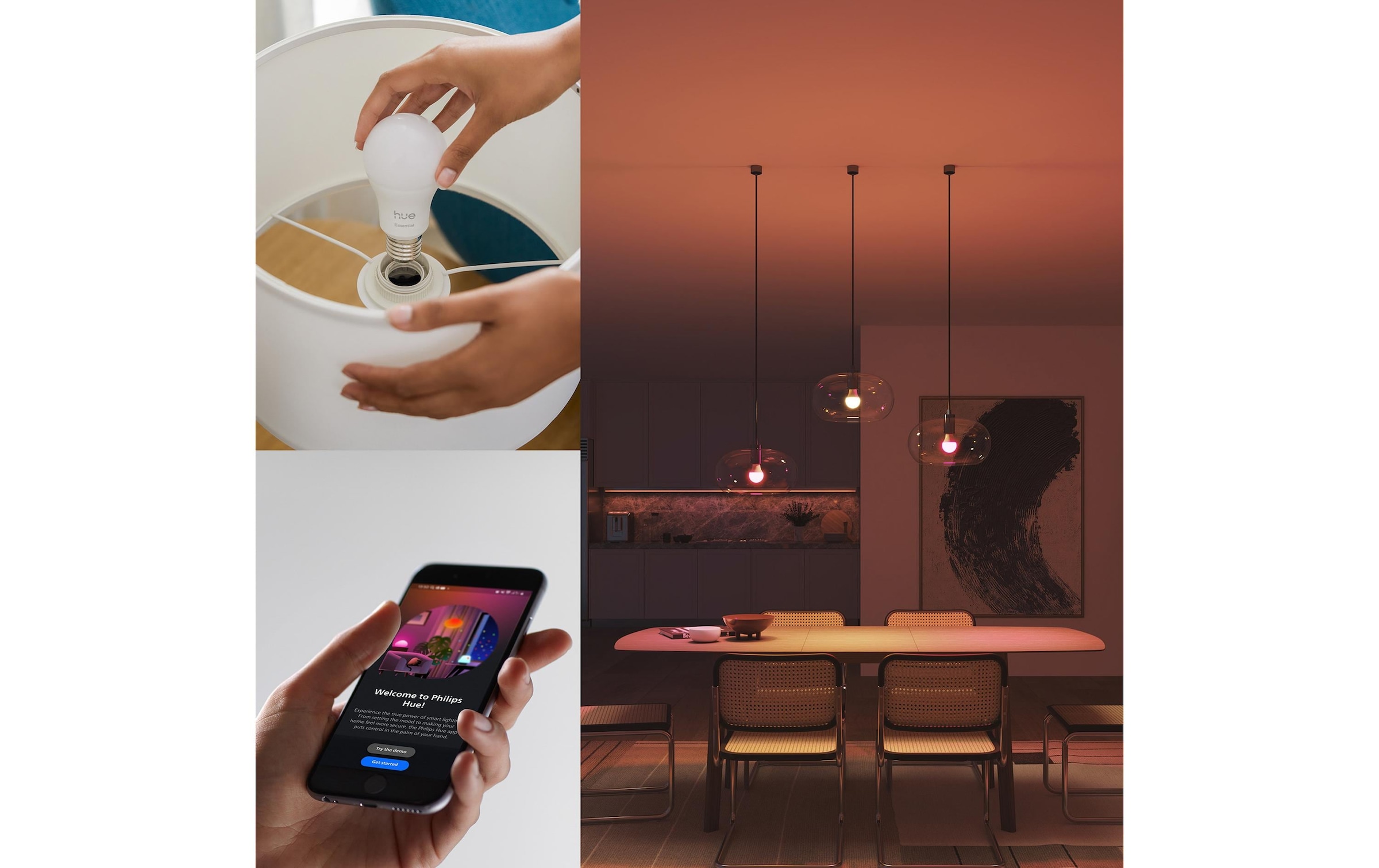 Philips Hue Smarte LED-Leuchte »Essential, E27, 8 W, White & Colour, 3 Stück« E27