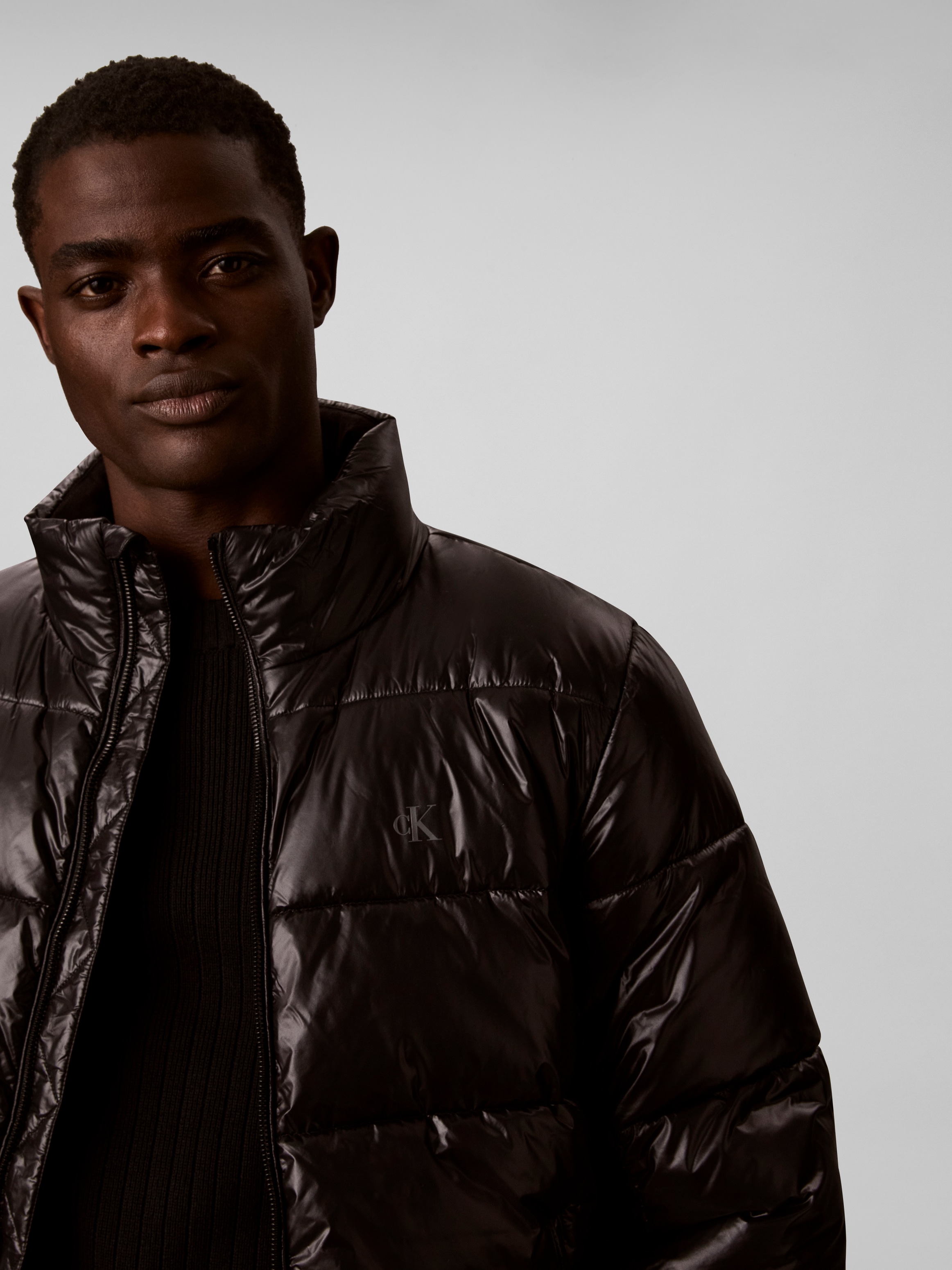 Calvin Klein Steppjacke »HIGH SHINE NYLON PUFFER« ohne Kapuze Regular fit mit Stehkragen