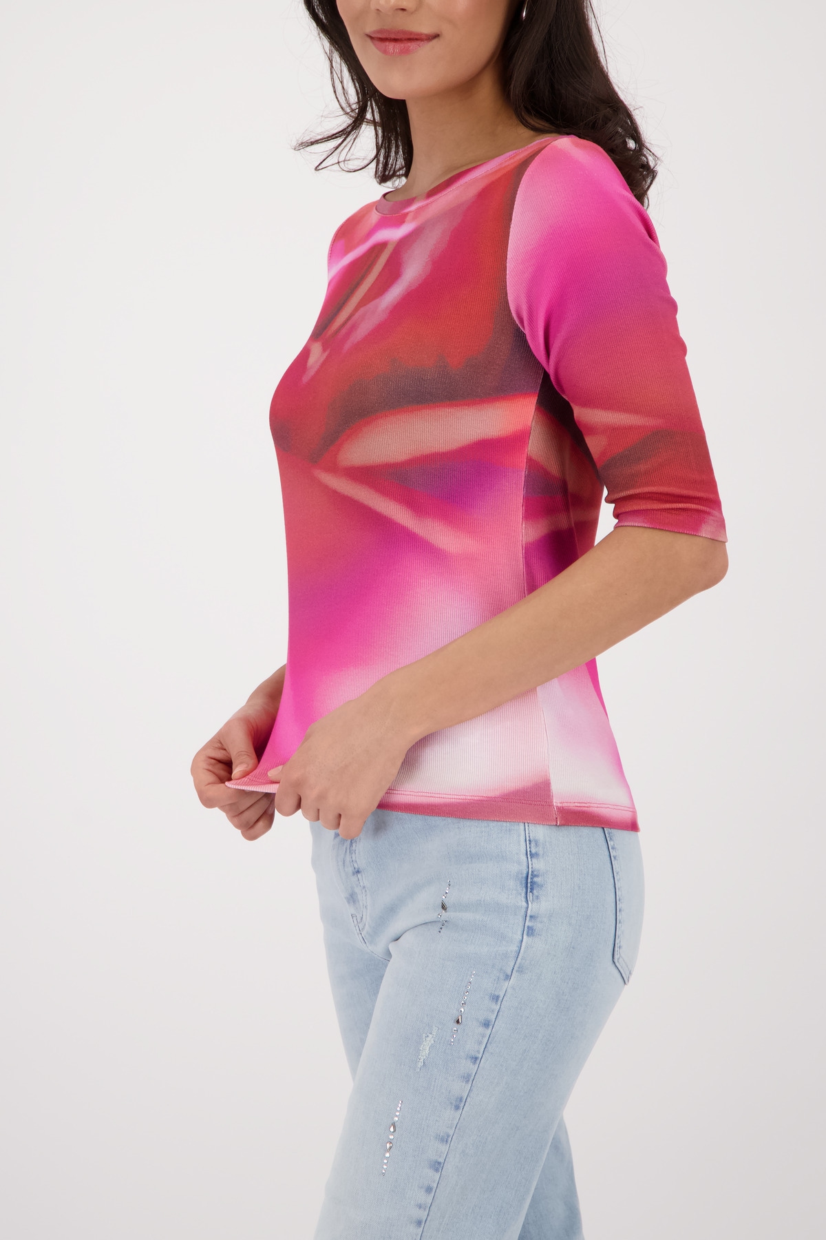 Monari 3/4-Arm-Shirt »Shirt Blume allover« Regular fit mit Allover-Muster