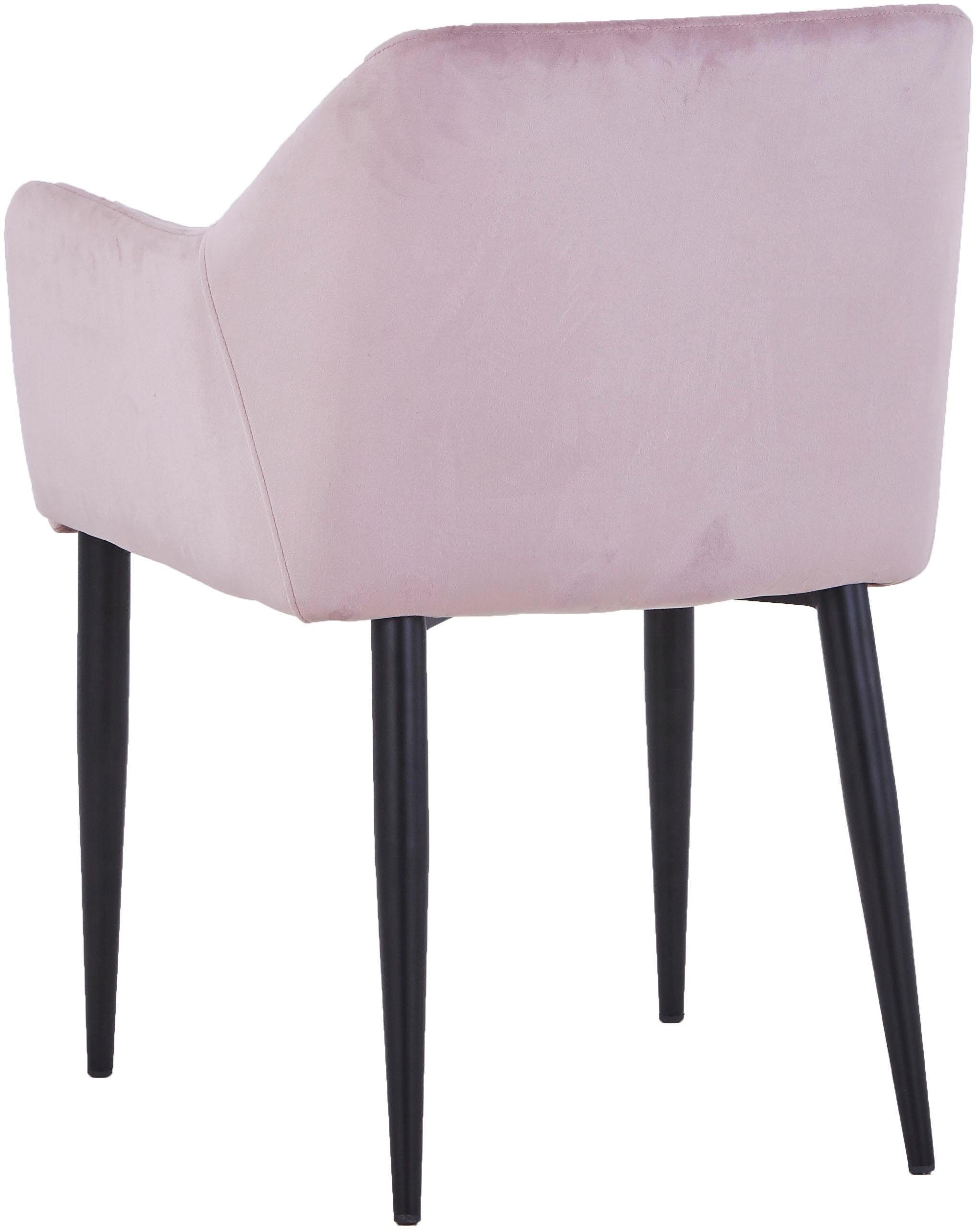 SIT Chaise rembourrée »2er-Set Armlehnstuhl Samt Altrosa mit Stahlgestell« (Ensemble) 2 cuisCouture en losange élégante avec aspect velours de haute qualité