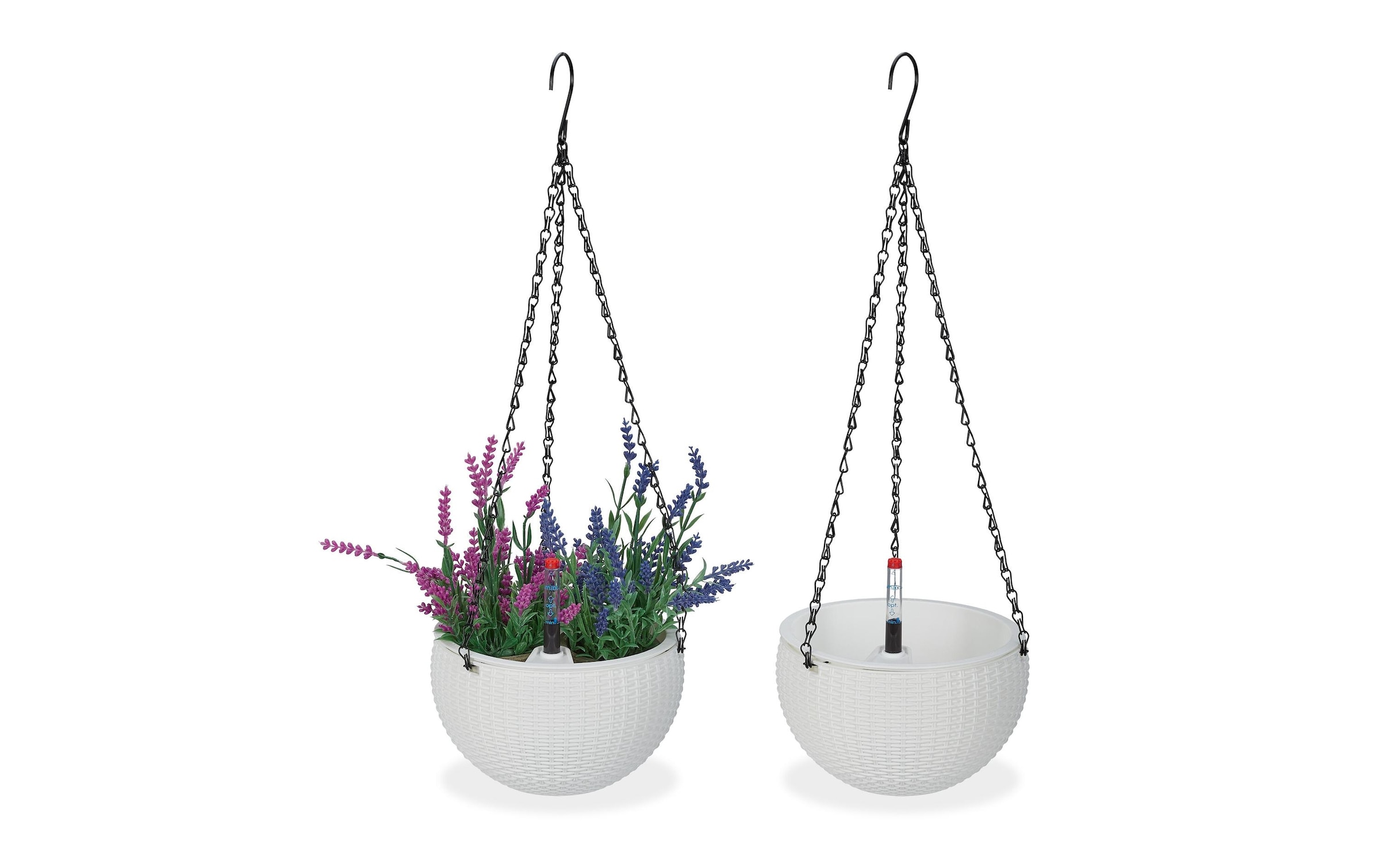 relaxdays Blumenampel »mit Wasserspeicher 2er Set 18,5 x 11,5 cm«