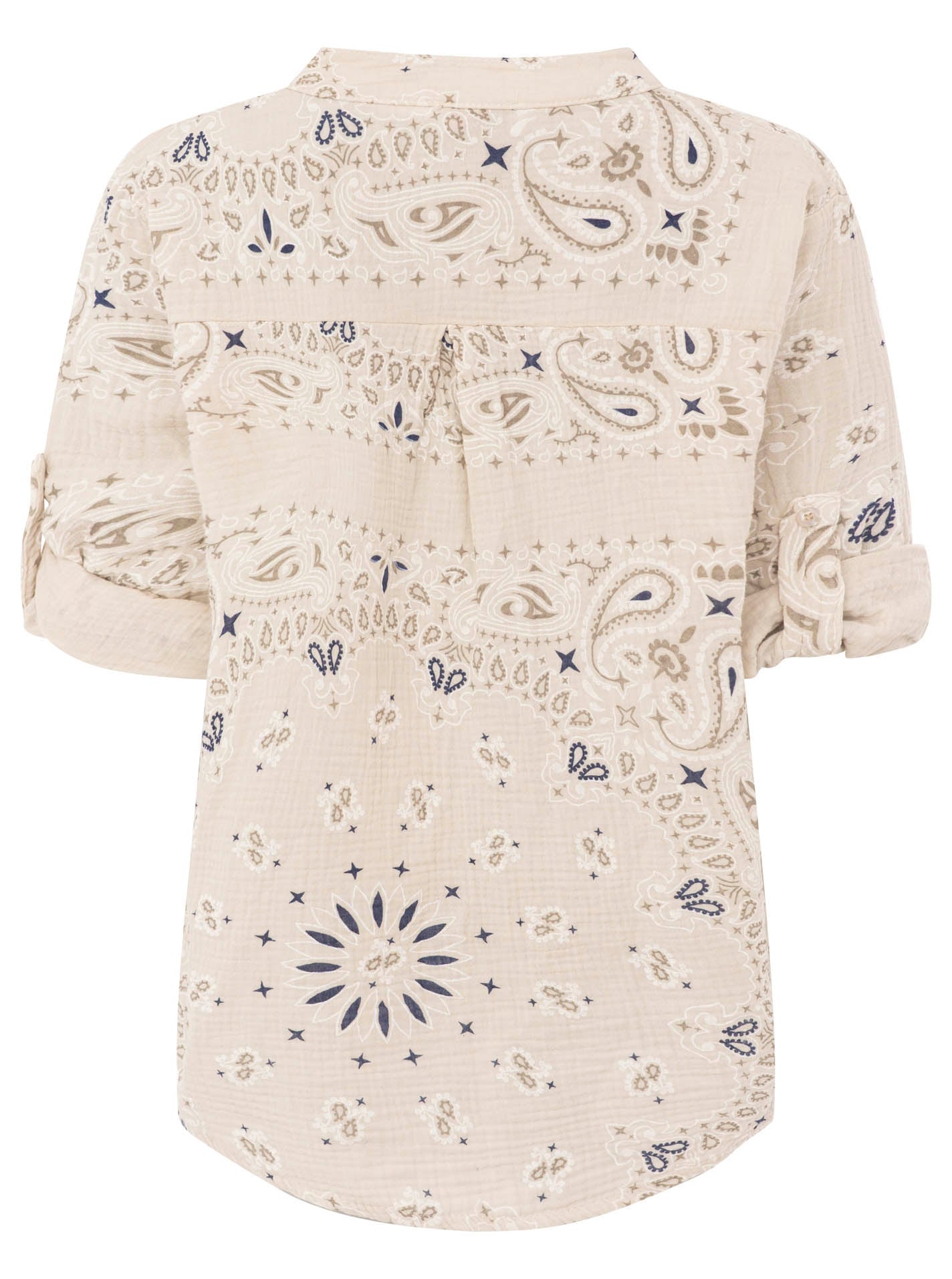 Zwillingsherz Blouse à manches courtes »"Paisley Dreams"« mousseline, motif paisley, manches retroussées, col en V avec patte de boutonnage