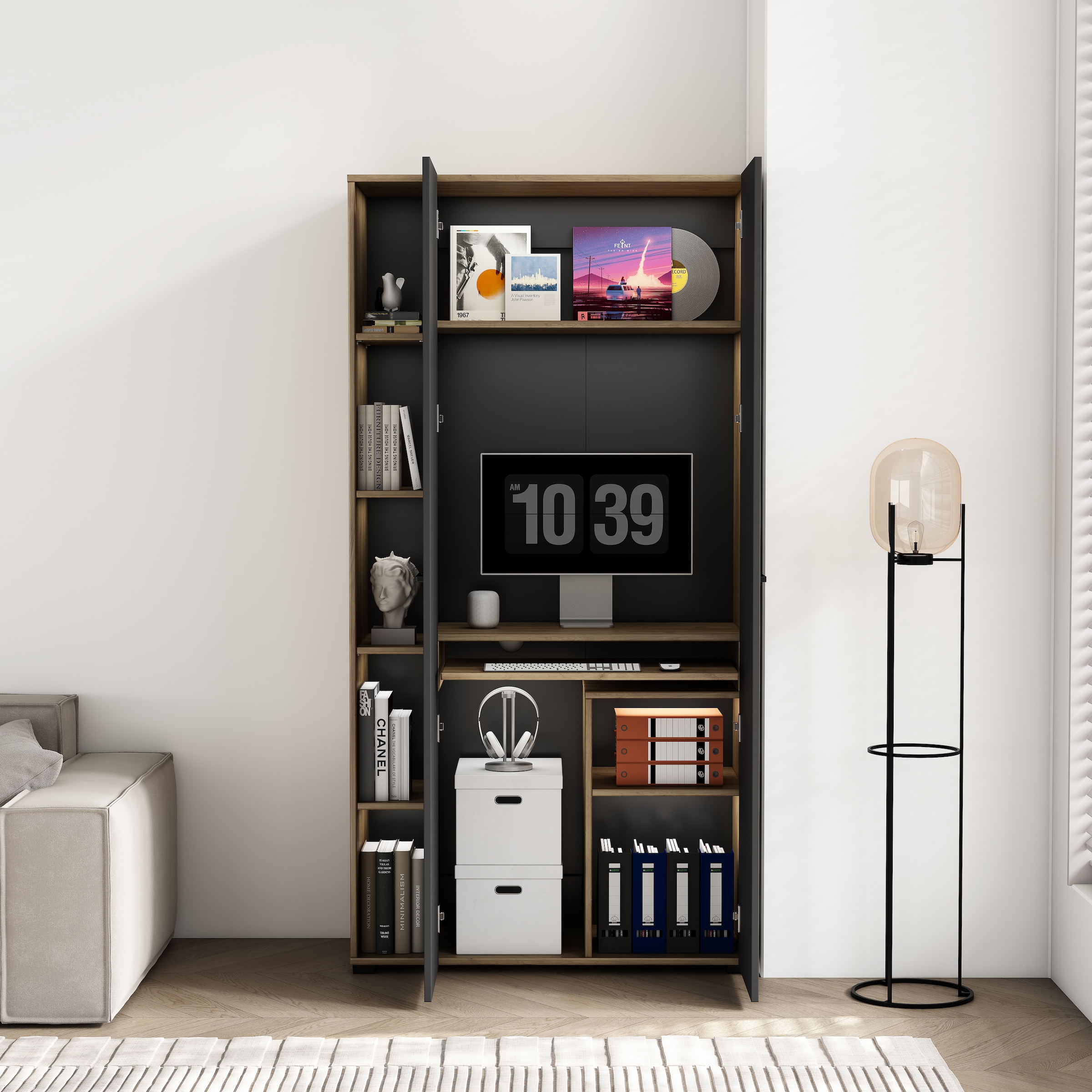 GOODproduct Armoire pour ordinateur »Moid« Set,  PC-Schrank, mit zwei Türen, mit Tastaturauszug, B 88 cm