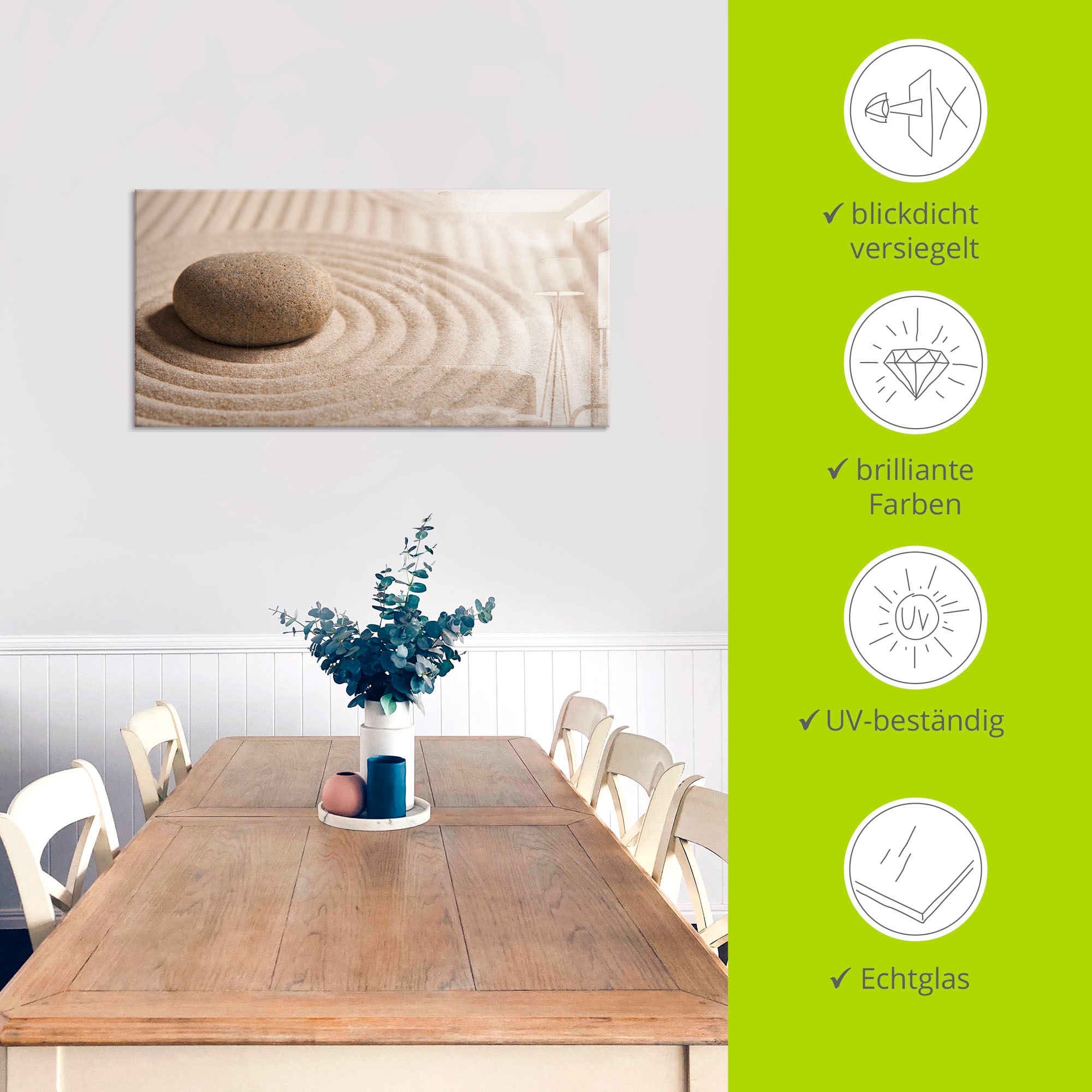 Artland Glasbild »Mini Zen Garten - Sand« Zen 1 Stk. tlg. in verschiedenen Grössen