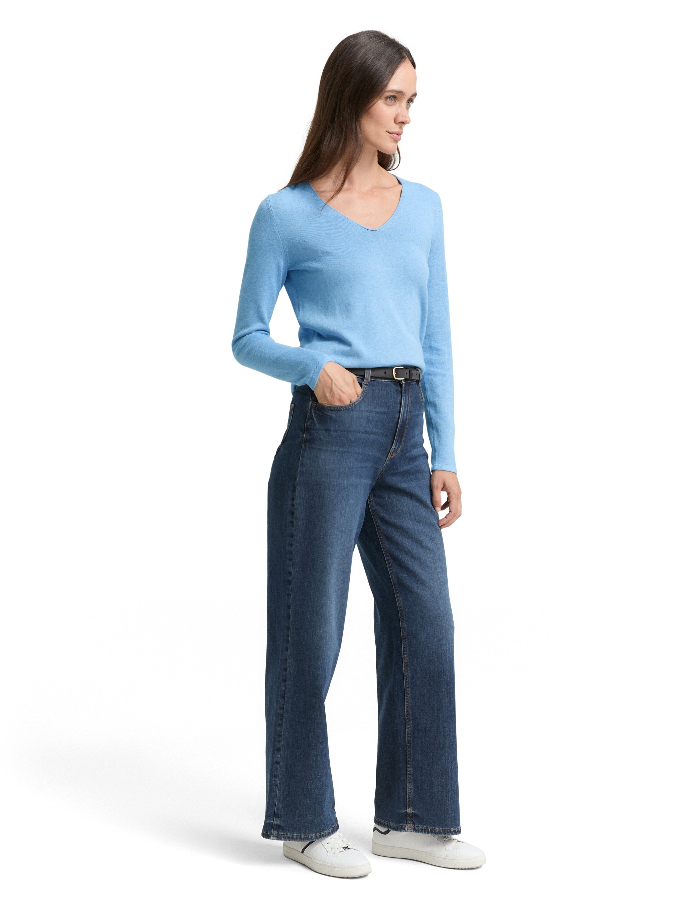 TOM TAILOR Pull col V , aus Feinstrick
