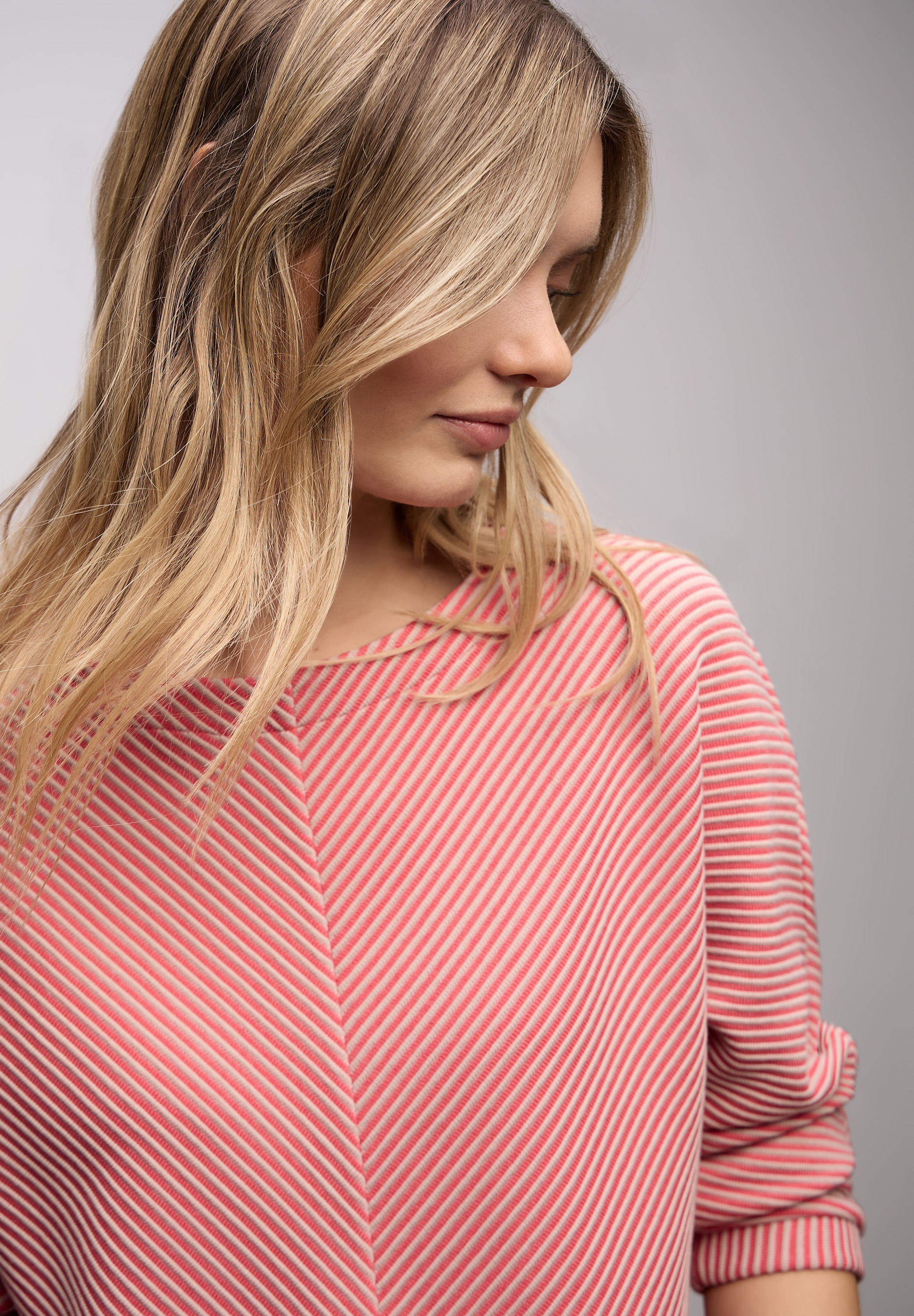 STREET ONE Pull en tricot 3/4-Arm mit Two-Tone-Effekt und feinem Strukturmuster