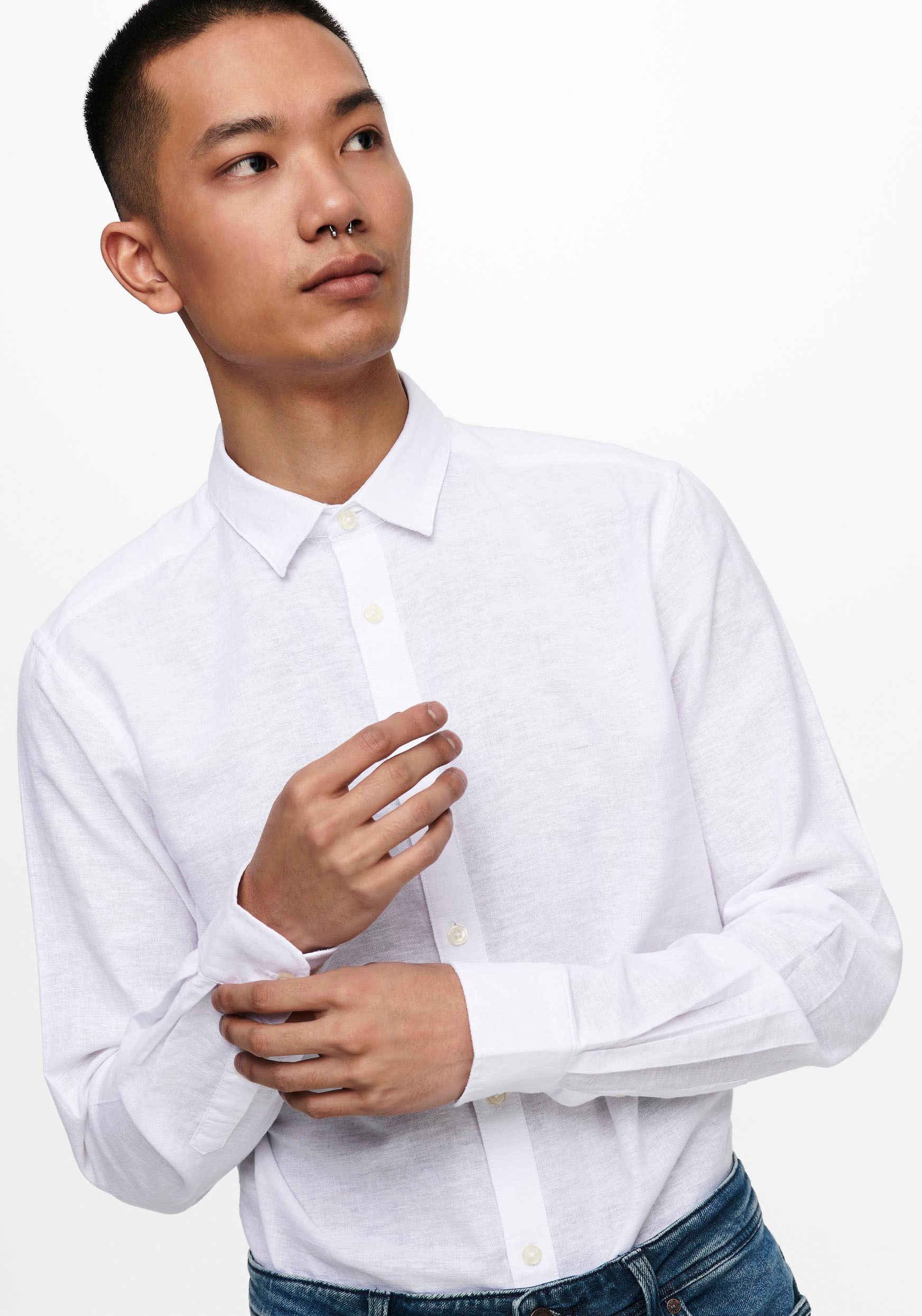 ONLY & SONS Langarmhemd »ONSCAIDEN LS SOLID LINEN SHIRT NOOS«