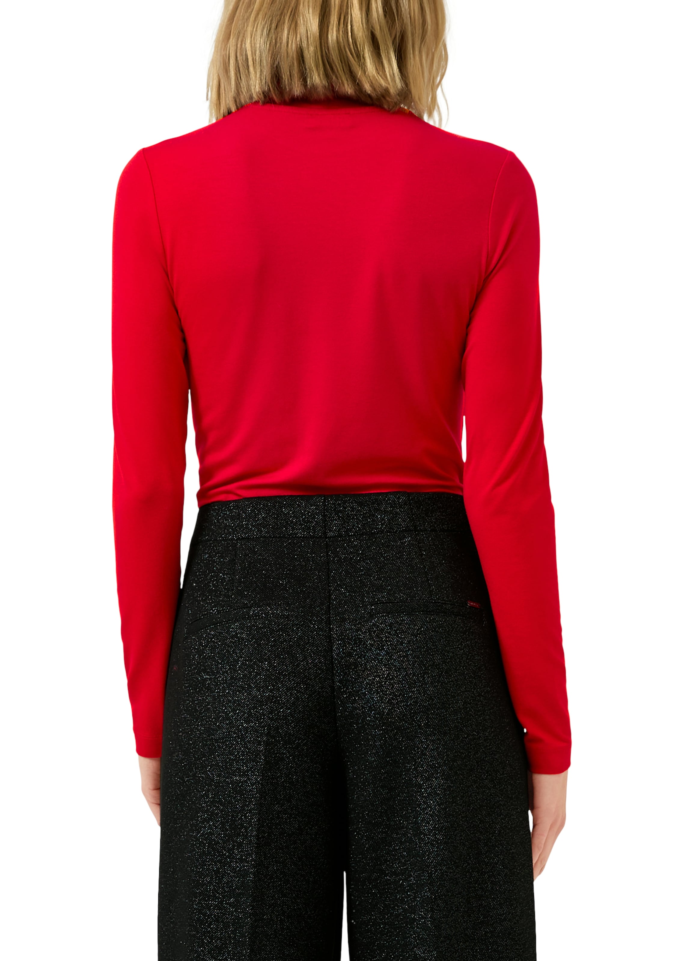 s.Oliver Langarmshirt mit Stehkragen und aus Viskose-Stretch