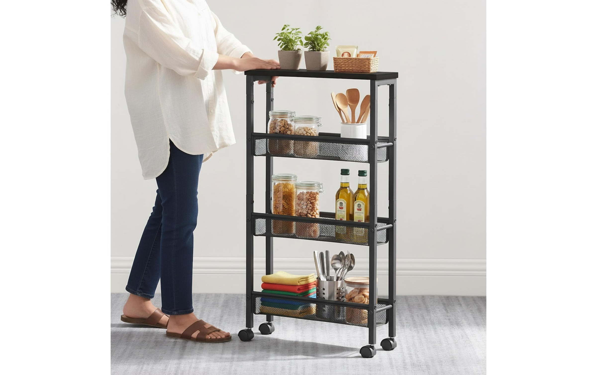 relaxdays Chariot de cuisine »77 x 13 x 45.5 cm«