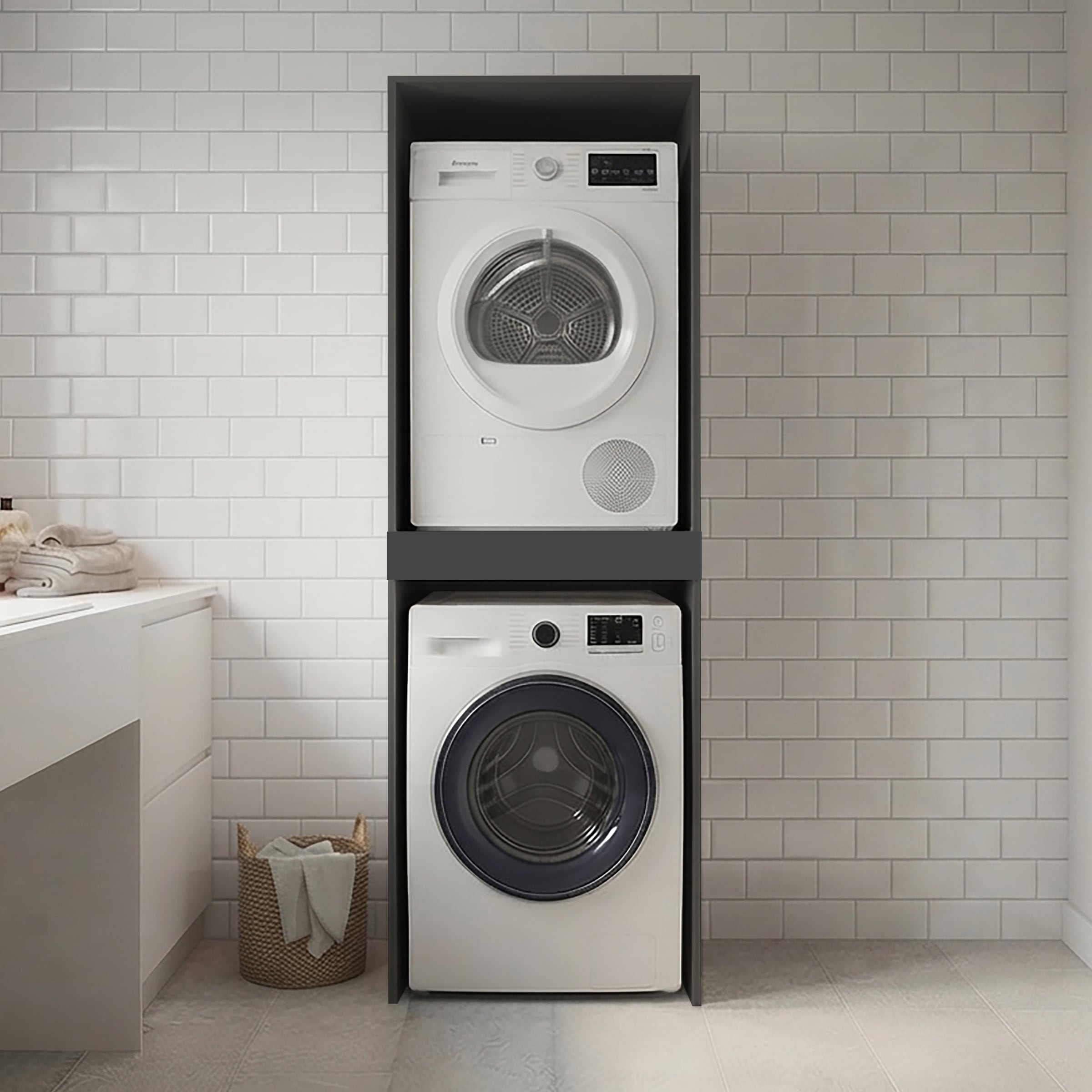 KOCHSTATION Armoire pour machine à laver »KS-Linda« largeur 67 cm, parois de 25 mm d'épaisseur, tablette extensible