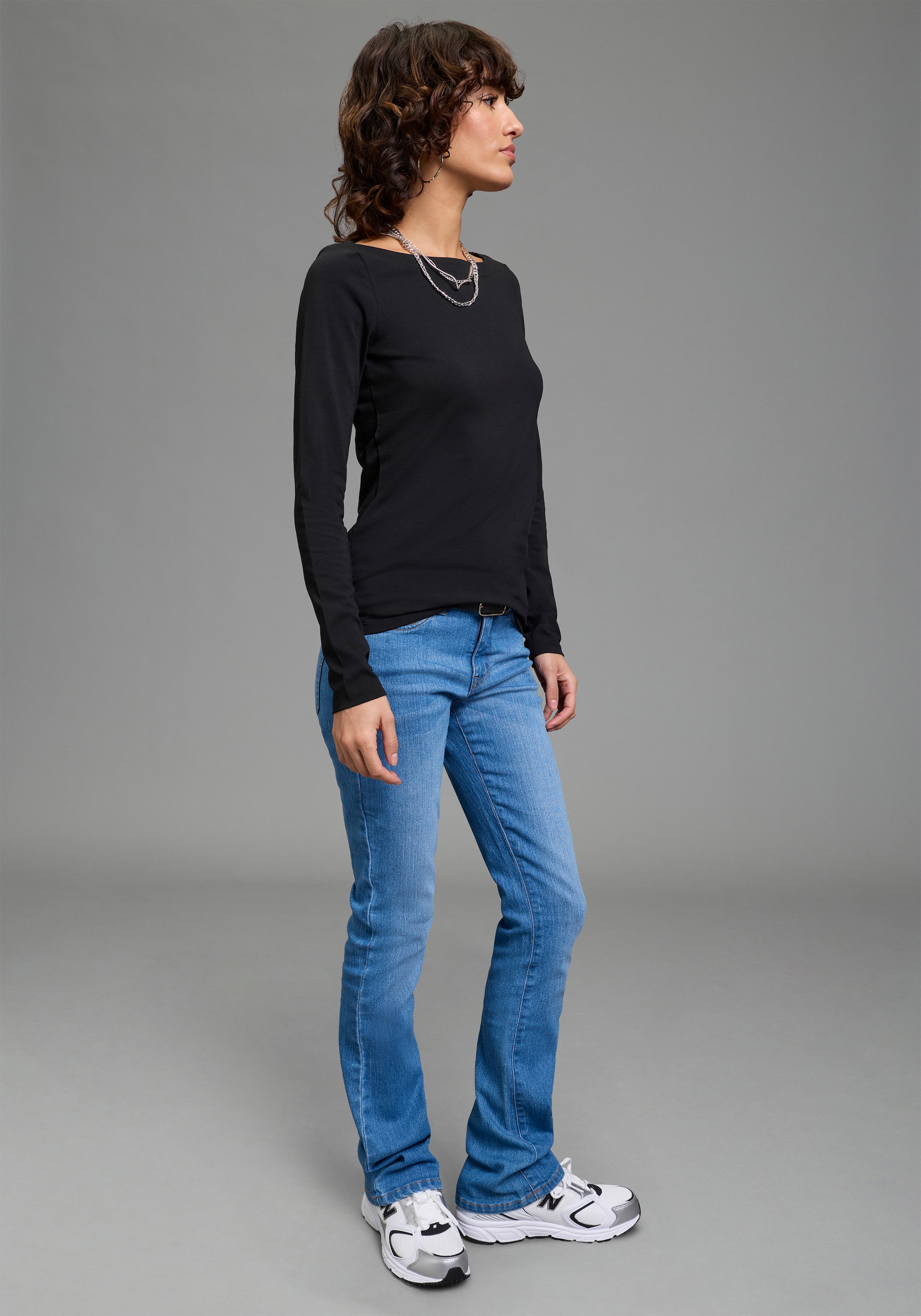 Laura Scott T-shirt à manches longues 2er-Pack,  Basic-Stil und Passform, mit U-Boot-Ausschnitt