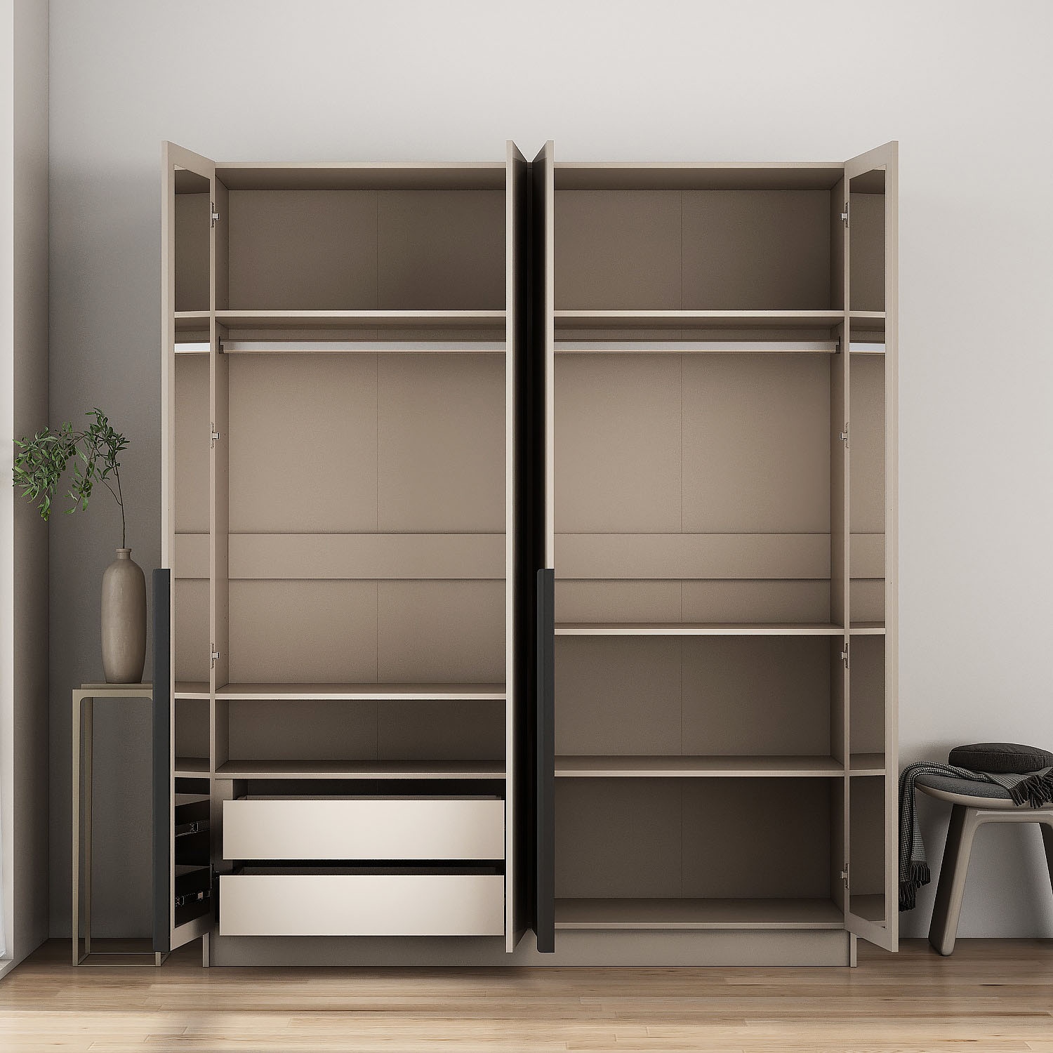 GOODproduct Kleiderschrank »Annor Schlafzimmerschrank Breite 162cm hochglanz Schrank Garderobe« Drehtürenschrank mit perfekter Innenausstattung - elegante Türgriffe