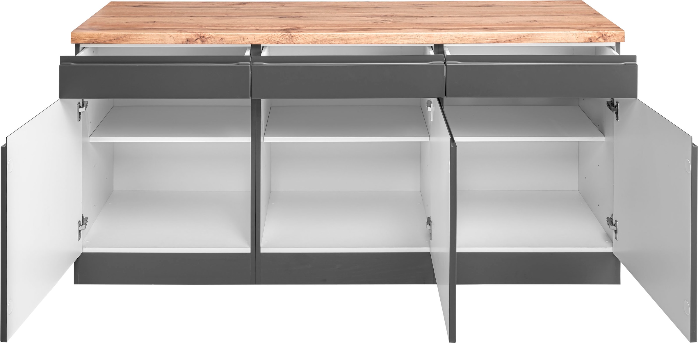 KOCHSTATION Armoire basse »KS-Bruneck« »Bruneck« largeur 180 cm, beaucoup d'espace de rangement, façades MDF de haute qualité