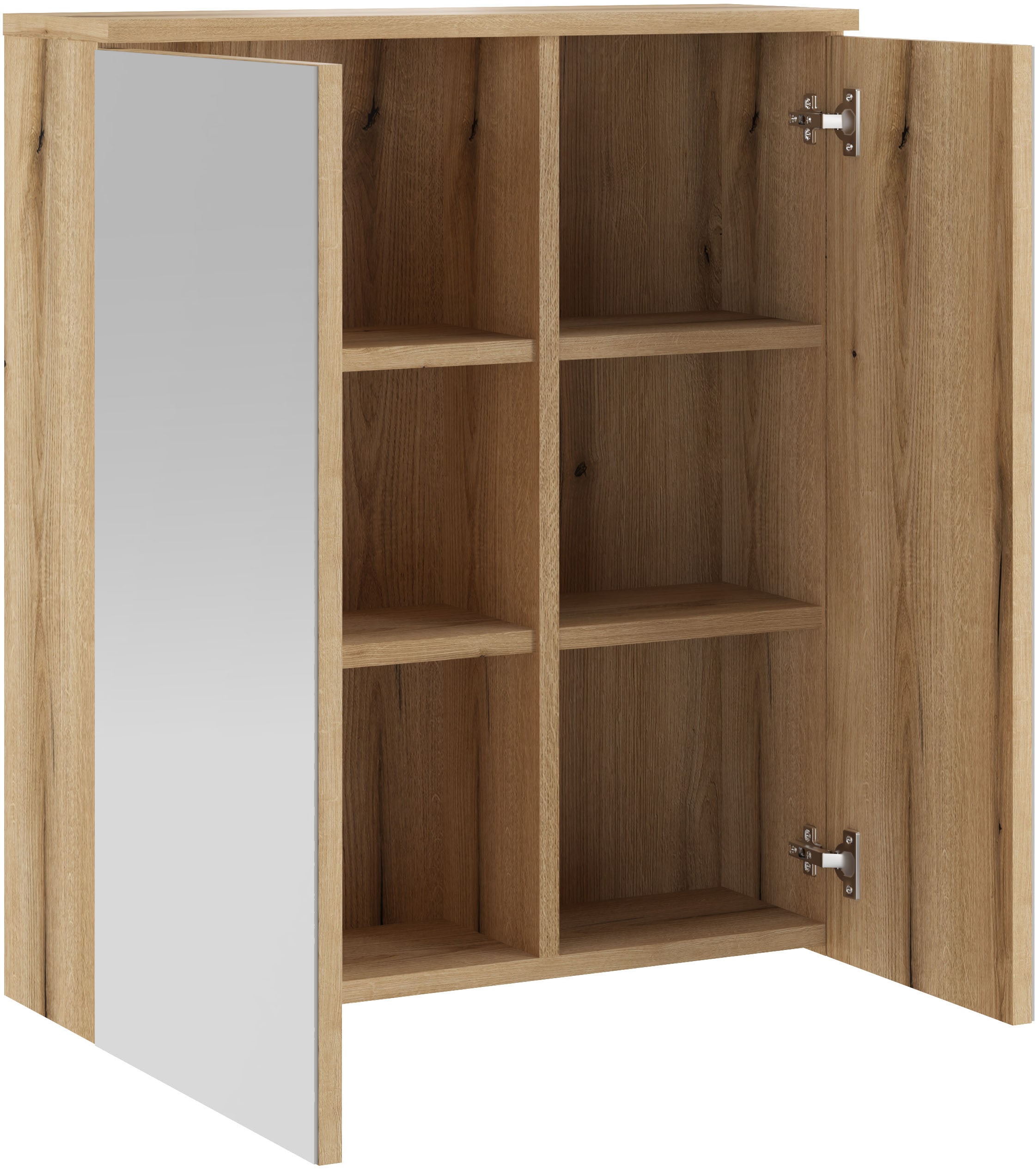 INOSIGN Miroir de salle de bain »Oslo, Spiegelschrank in Eiche Evoke, Spiegel im skandinavischen Design« Aufbewahrungsschrank mit 2 Spiegeltüren, wahlweise mit LED