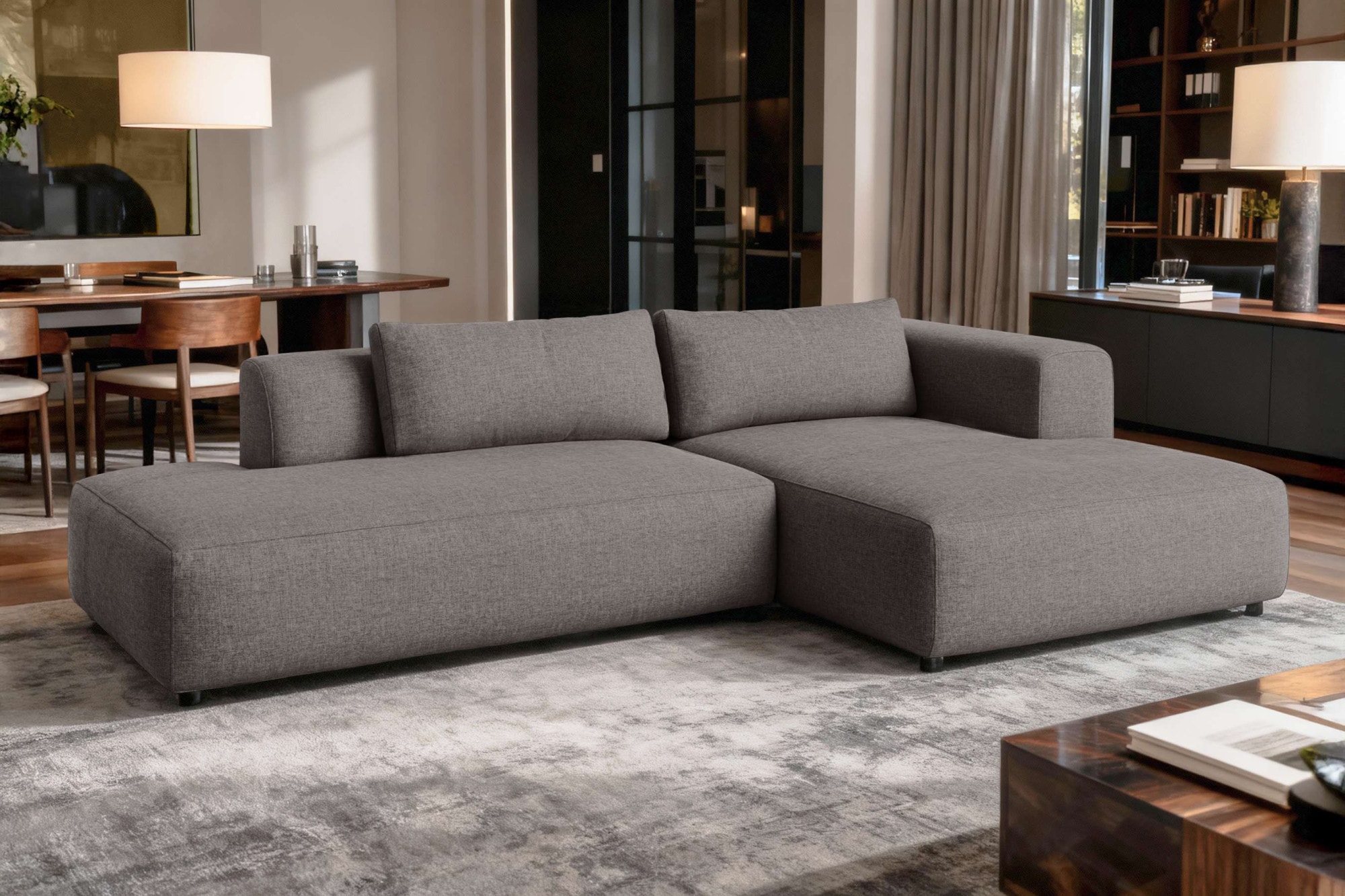 GOODproduct Canapé d'angle »TIARRA Design-Sofa mit Ottomane recht/links bestellbar, Breite 287 cm« L-Form mit hochelastischer Schaum und Wellenunterfederung