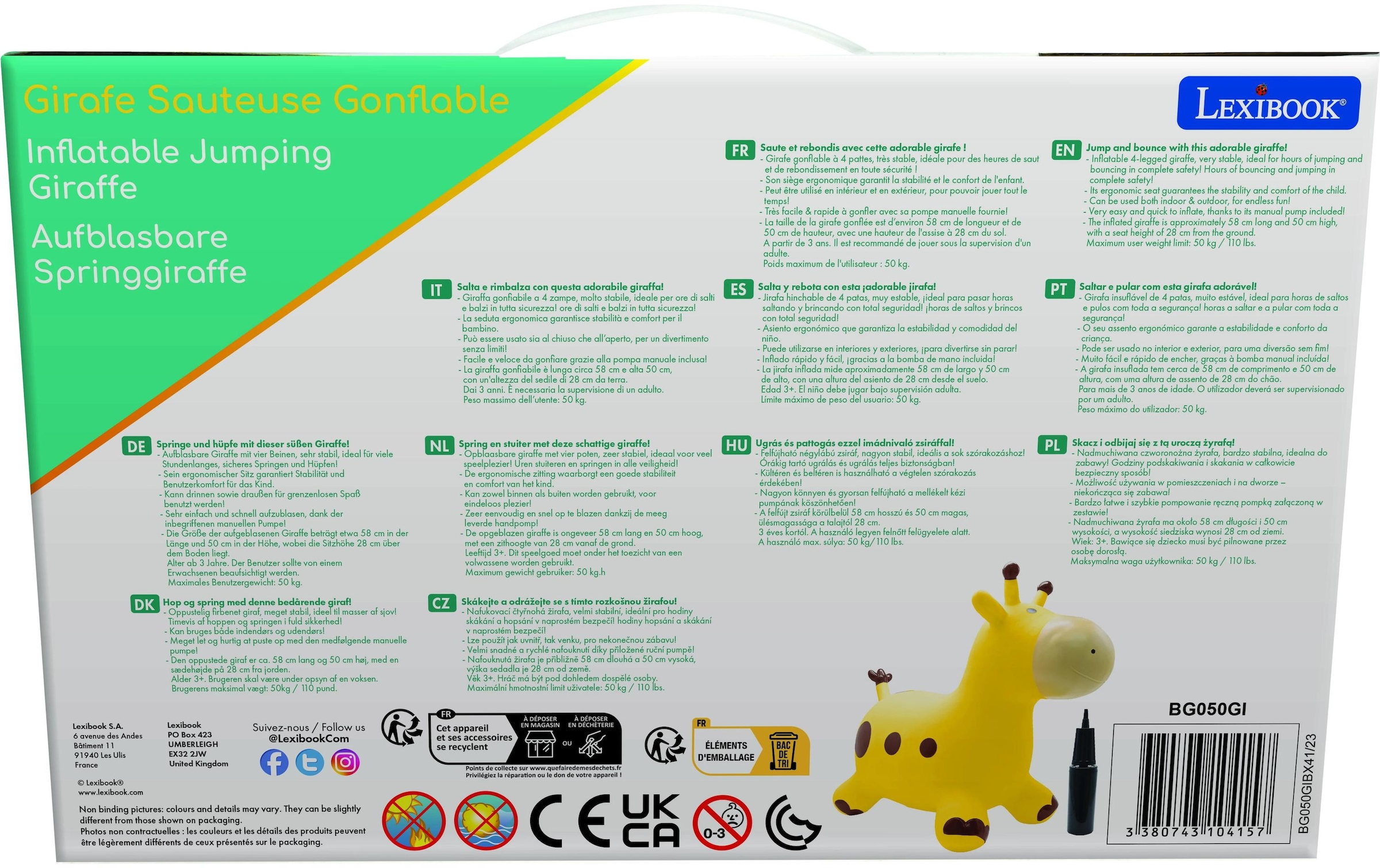Lexibook® Animal gonflable »Giraffe«