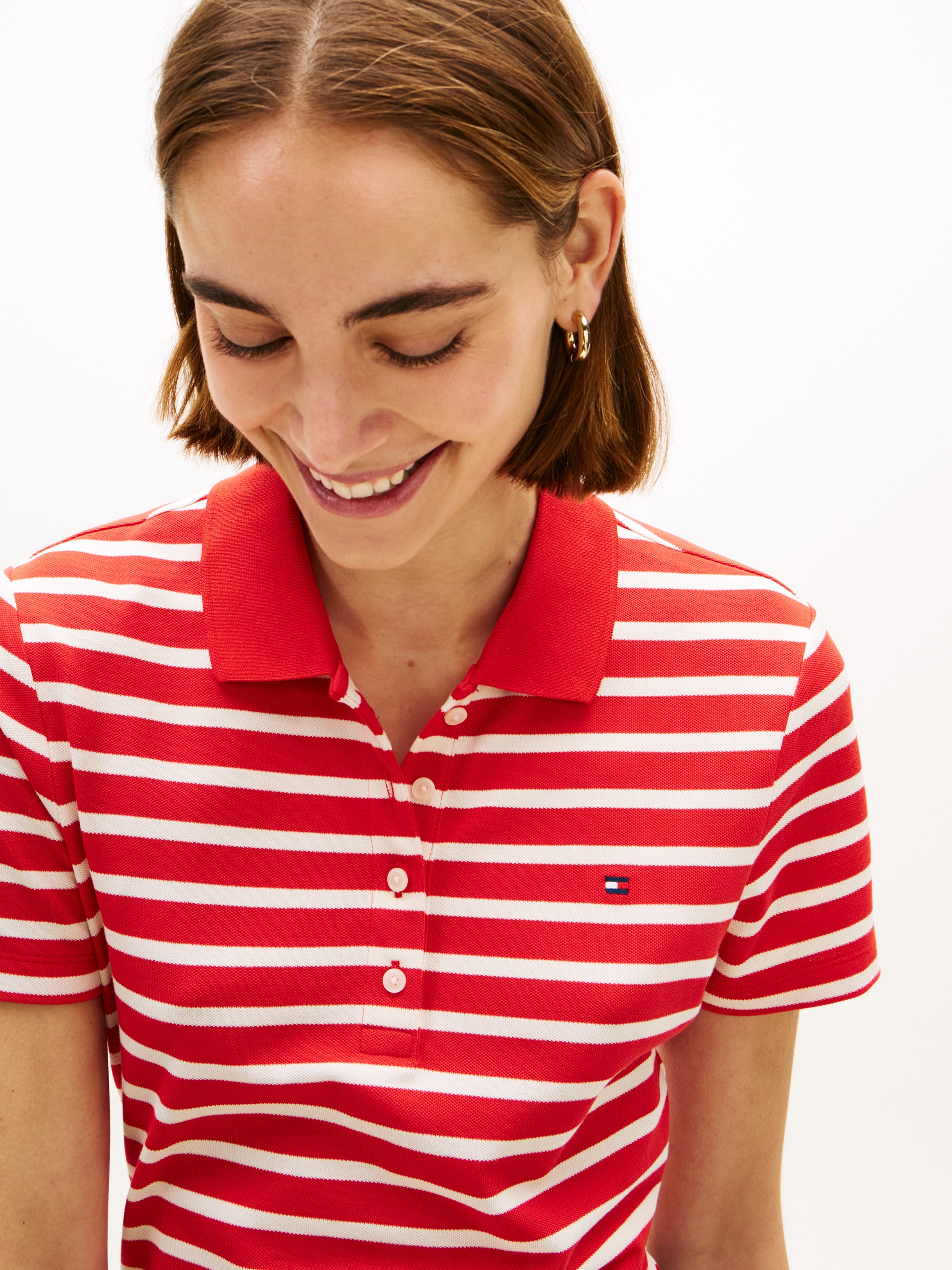 Tommy Hilfiger Polo »1985 Slim Fit Pique Premium« mit Logostickerei, Seitenschlitze