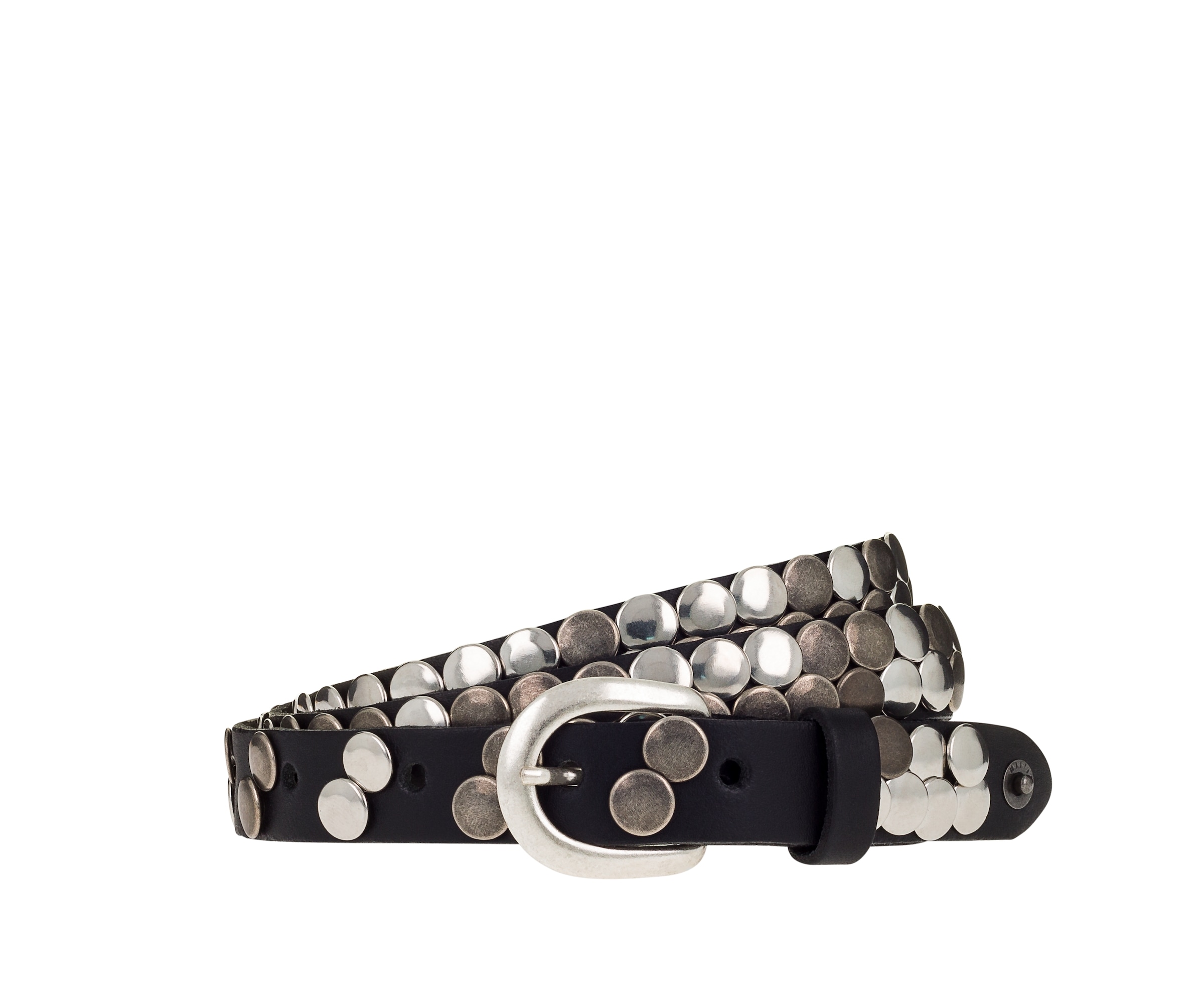 MUSTANG Ceinture en cuir cuir véritable, orné de clous plats, boucle ardillon simple