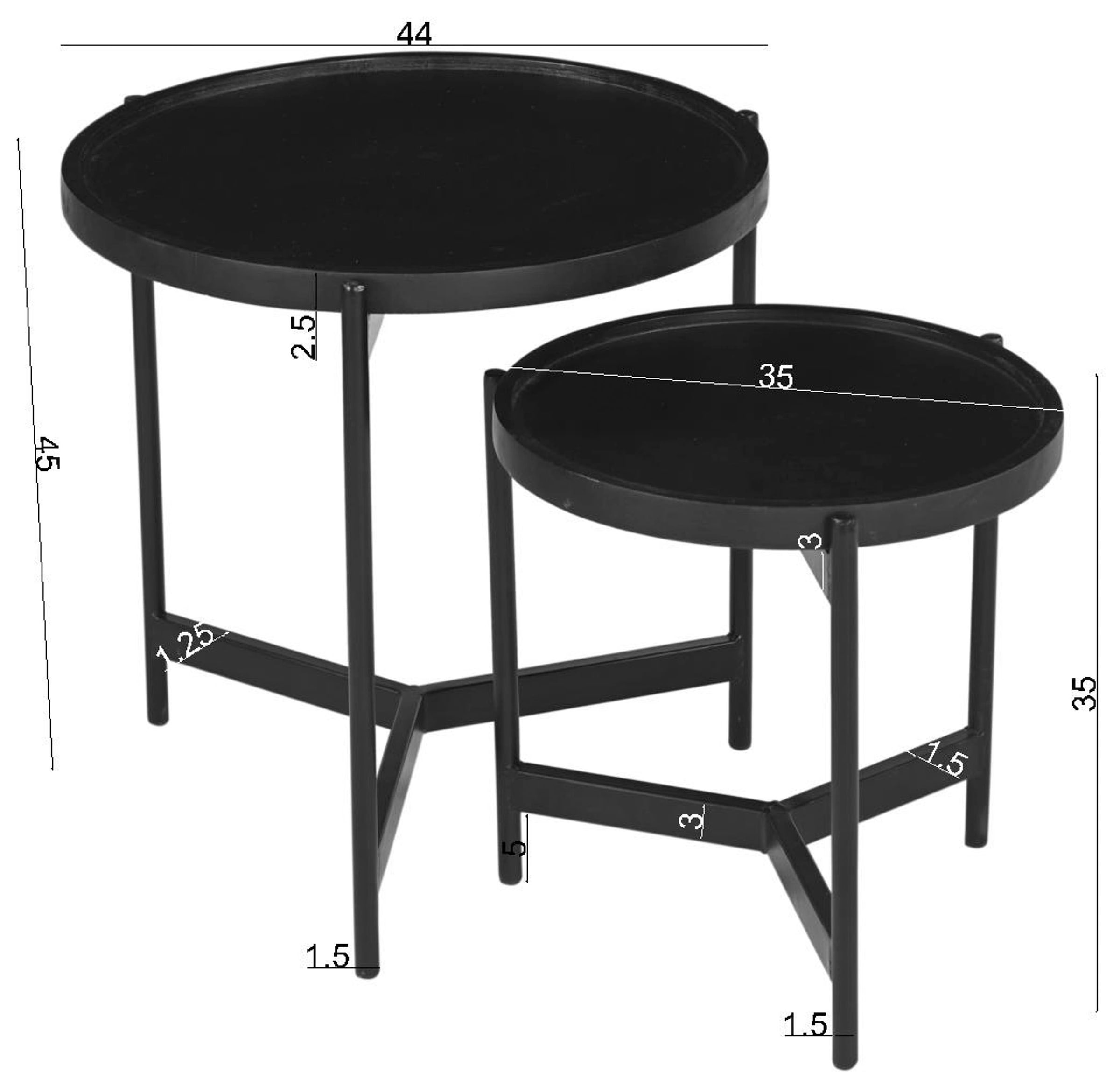 SIT Beistelltisch »Turin 2er Set aus Mango massiv mit Metallgestell« 2 Stk. tlg. 2er Set mit runden Tischplatten & robustem Metallgestell
