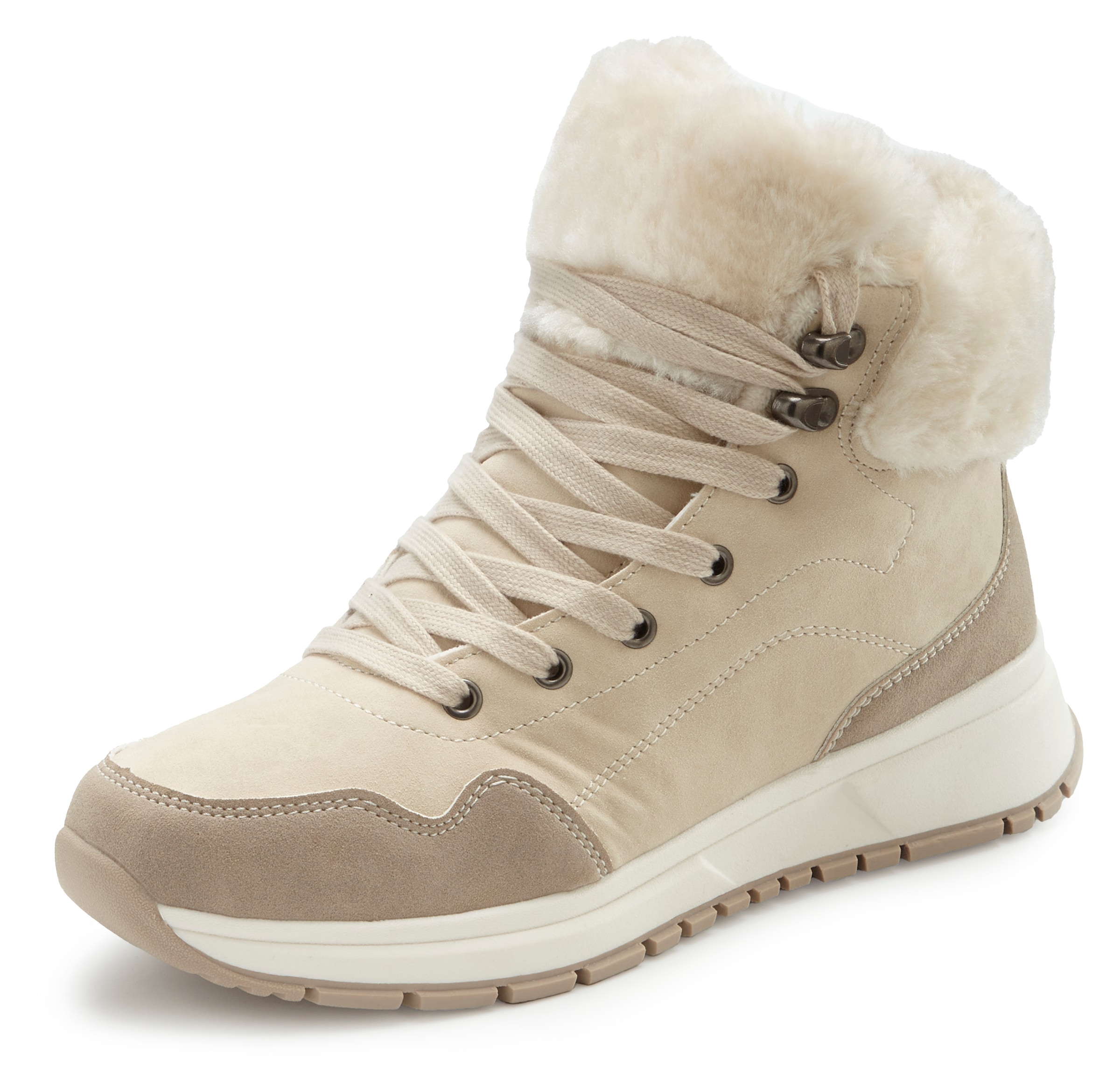 LASCANA Bottes d'hiver »High Top Sneaker, Schnürschuh, Boots, Stiefelette«  aus wasserabweisendem Material mit Warmfutter VEGAN
