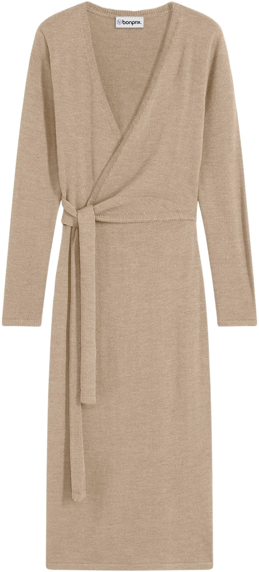 bonprix Robe en tricot »Midi-Strickkleid« mit modernem Wickel-Design, aus Polyacryl und Polyester