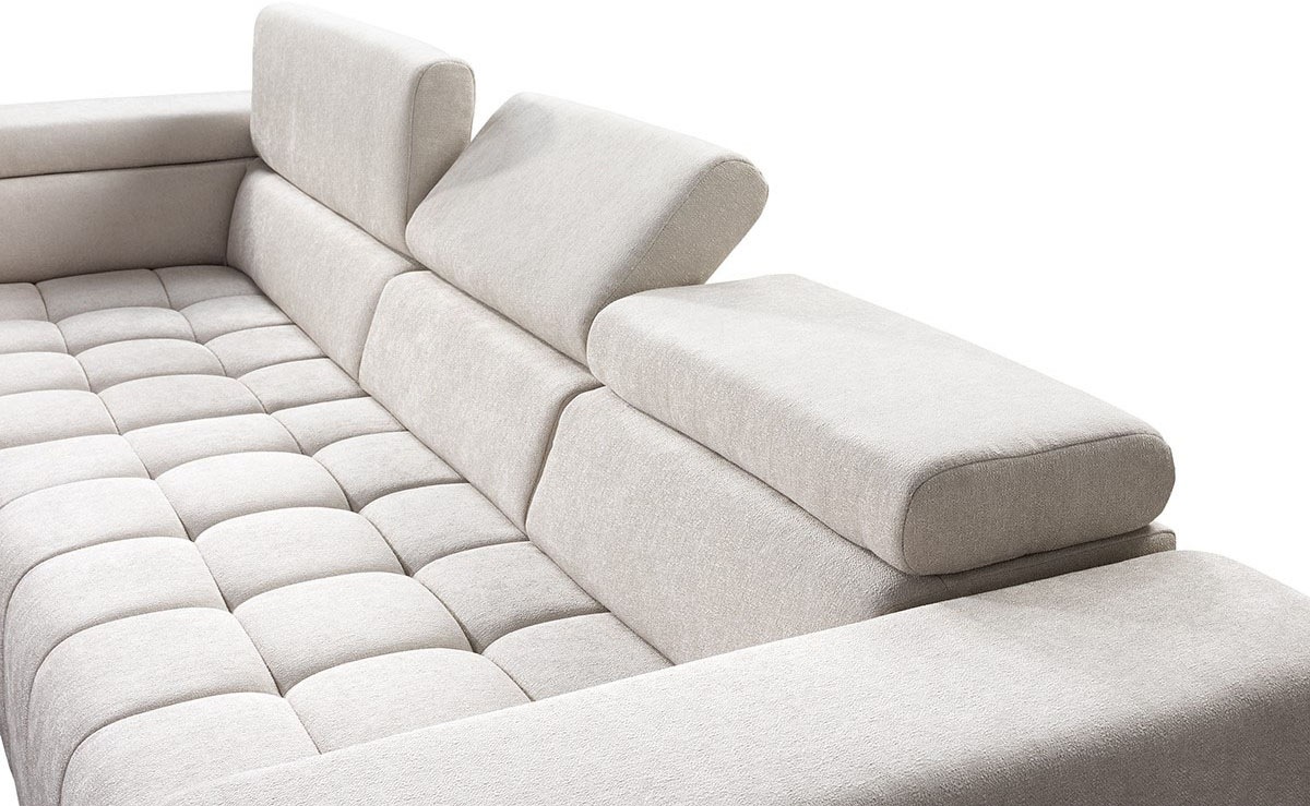 exxpo - sofa fashion Ecksofa »Elianos, hoher Sitzkomfort, aufwendige Kreuzsteppung im Sitz, L-Form« Kopfteile & Sitztiefe verstellbar, ohne Bettfunktion