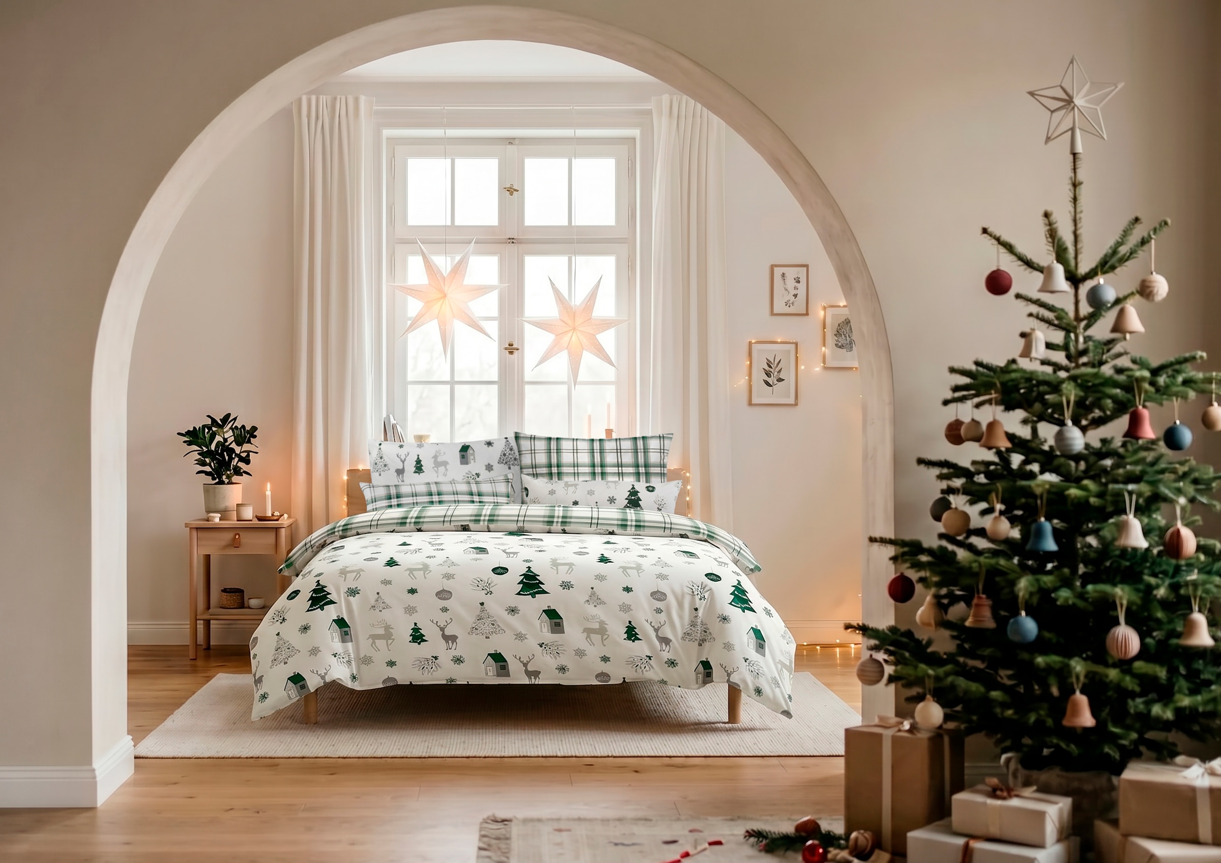 GOODproduct Linge de lit »Mikkel« 2 linge de lit dès taille 135x200 cm, 100% coton, Noël