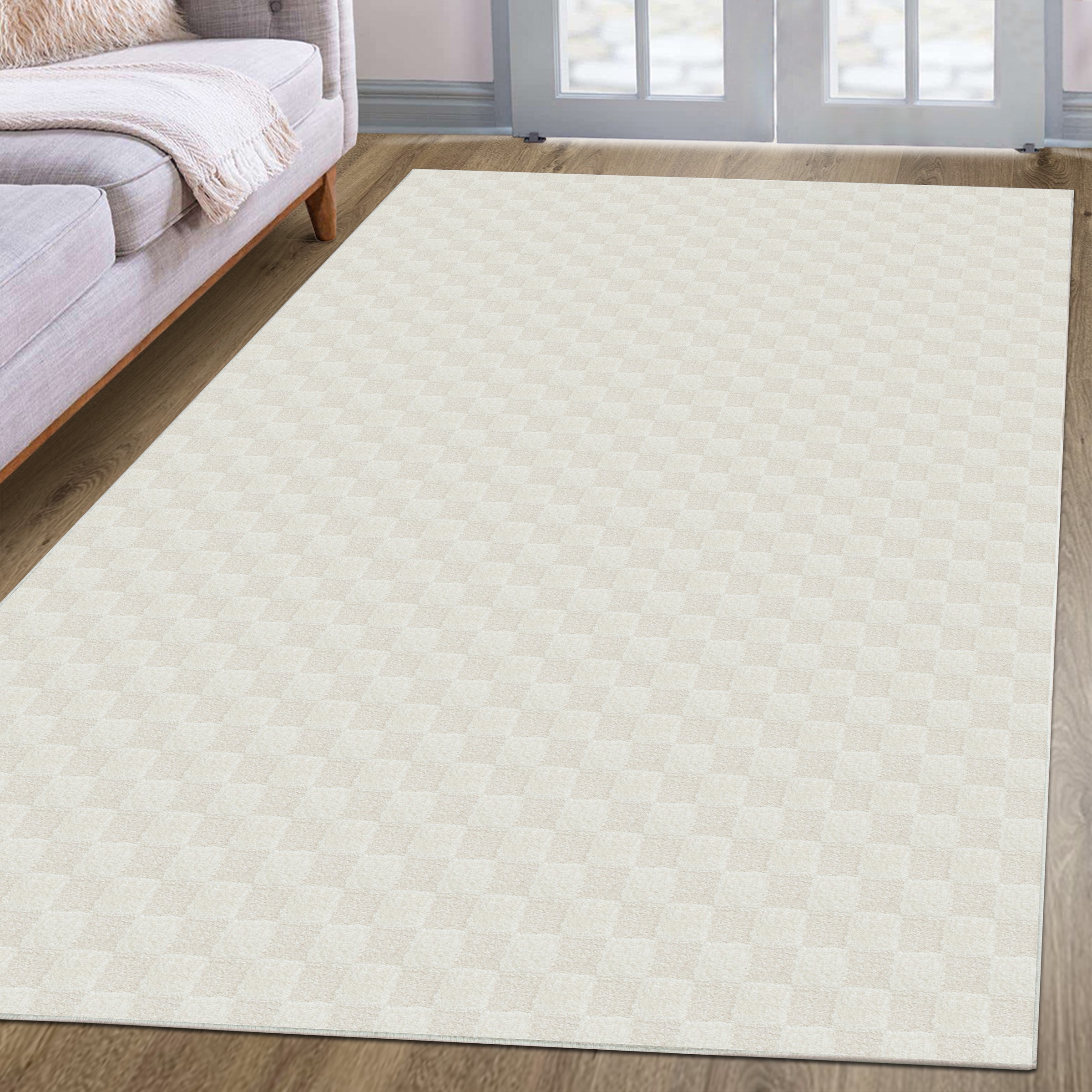 my home Teppich »Lummia, Schachbrett-Design in Hoch-Tief-Struktur« rechteckig 9 mm Höhe 3D-Effekt, softer Kurzflor, pflegeleicht, Scandi-Look