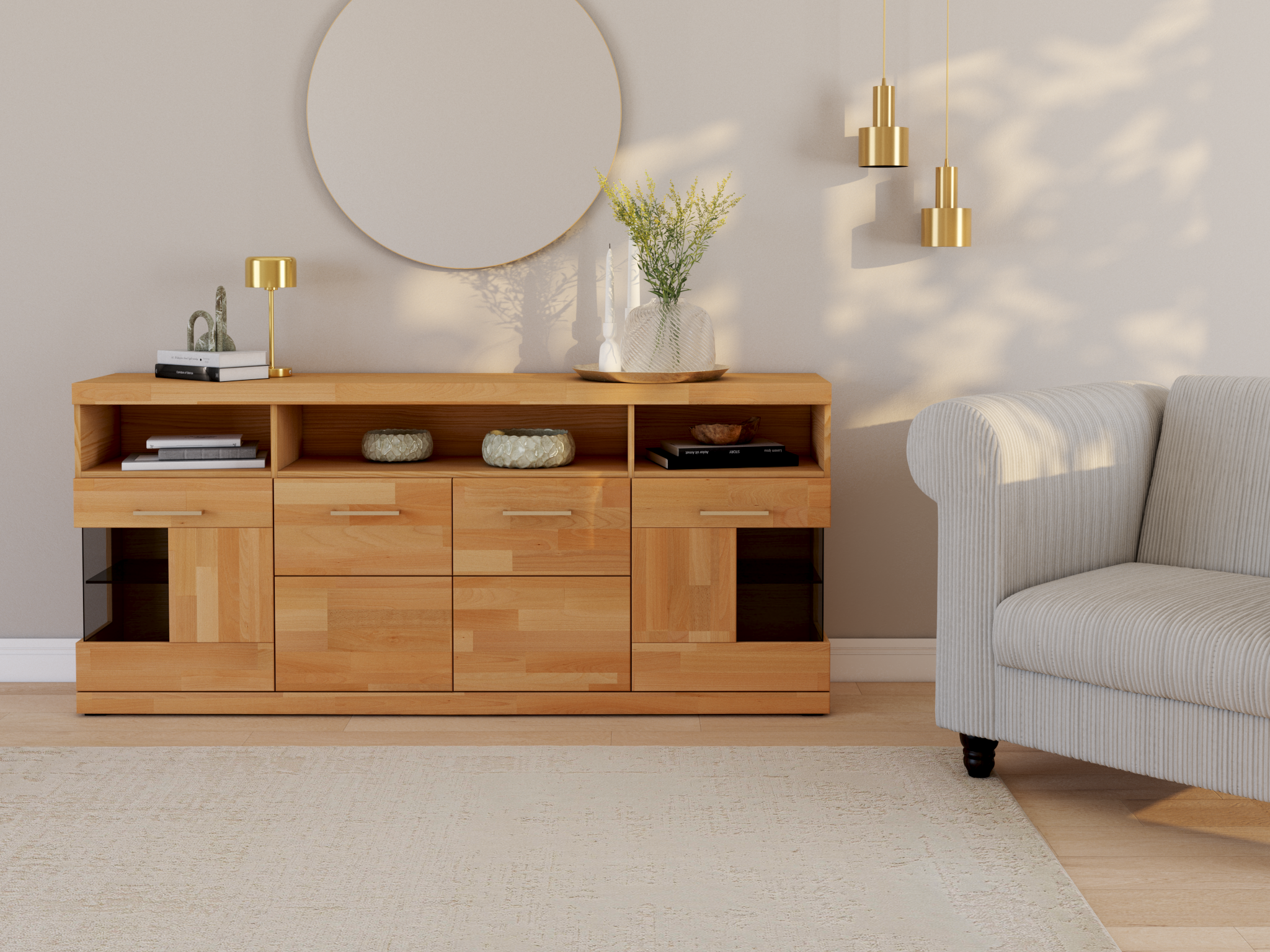 Dorel Home Fauteuil Chesterfield »Felix II in Breit-Cord« mit Rückenlehne 3-fach verstellbar, Beine Massivholz, Sitzhöhe 46 cm