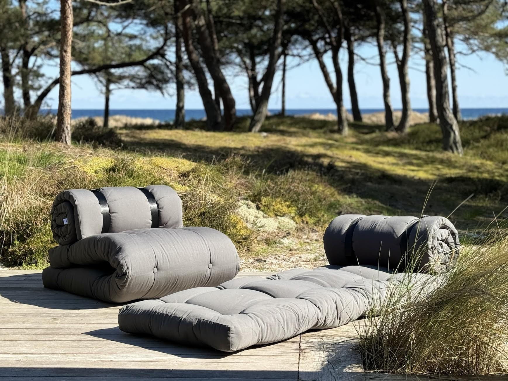 Karup Design Fauteuil de jardin »BUCKLE-UP Chair out™, LoungesesselI in Schlafplatz verwandelbar« L/H/P env. 70x60x95 cm - surface de couchage 70x200 cm,  Convient pour l’extérieur, résistant à la saleté et à l’eau, fabriqué en Europe
