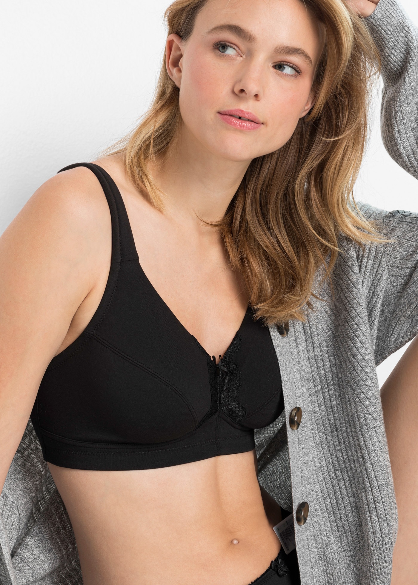 bonprix Soulève-buste »BH ohne Bügel mit Baumwolle (2er Pack)« Packung, 2 cuis im praktischen Zweierpack, mit Haken-Ösen-Verschluss