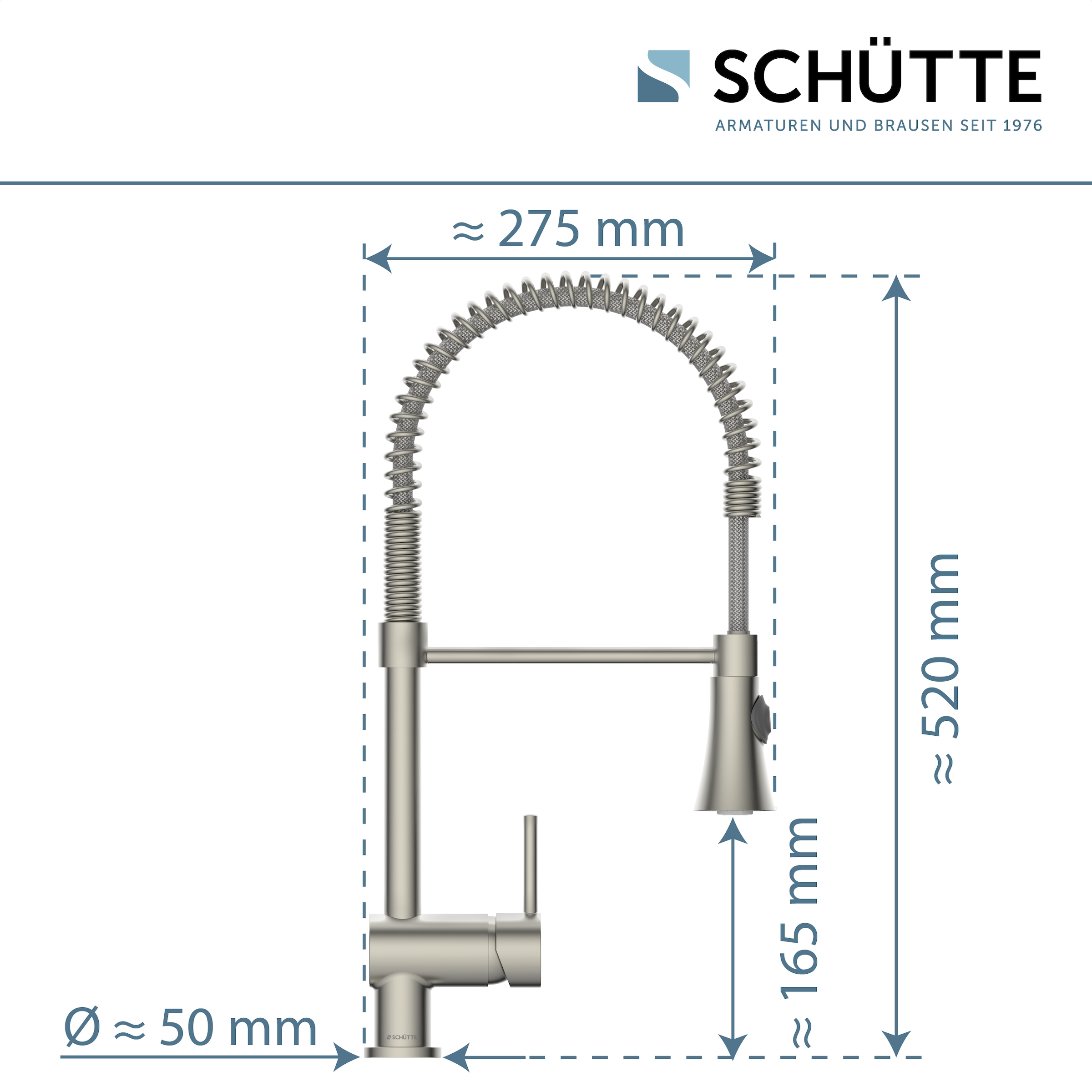 Schütte Spültischarmatur »Cornwall« Niederdruckarmatur, Edelstahl, Cold-Start, 2-Strahlbrause, schwenkbar