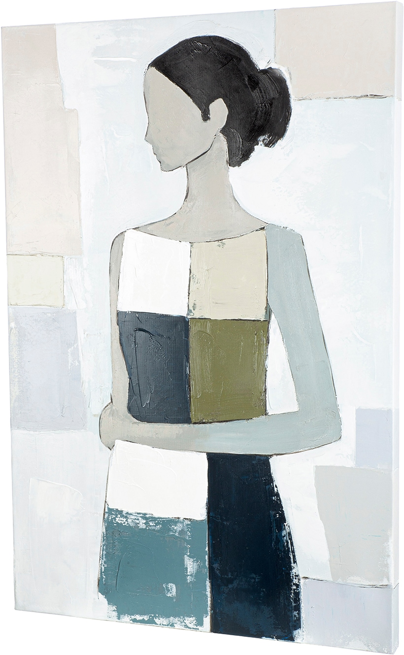 GILDE Tableau sur toile »Bild rechteckig Janina  blau« Images de femmes 1 cuis tlg. Portrait visage abstrait art moderne style galerie peinture